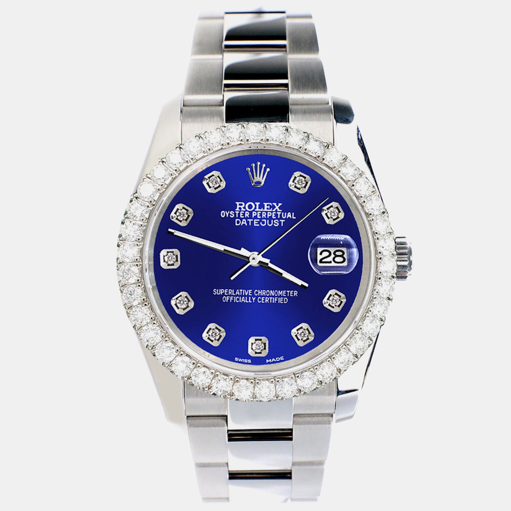 Rolex Custom Navy Blue 2.7ct Diamonds Stainless Steel Datejust 116200 Automatic Men's Wristwatch
Rolex Custom Navy Blue 2.7ct Diamonds Stainless Steel Datejust 116200 Automatic Men's Wristwatch