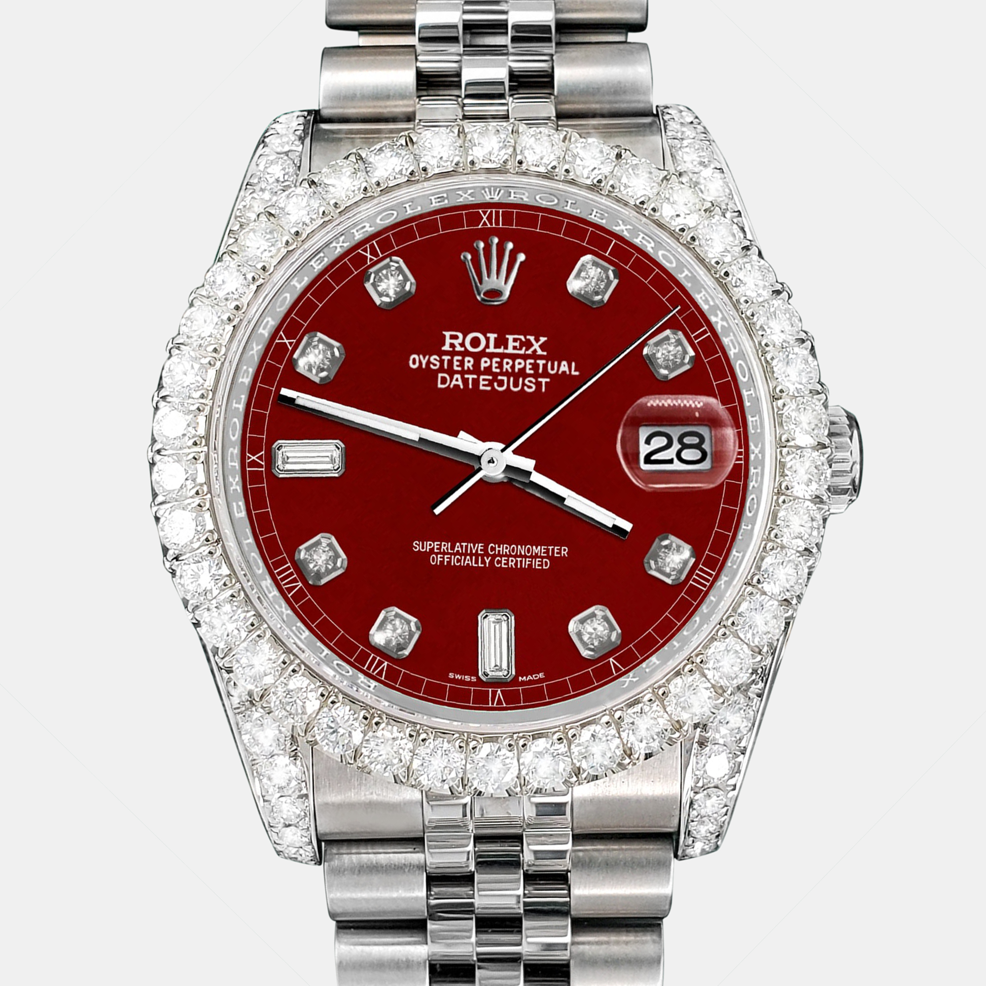 Rolex Custom Imperial Red 4CT Diamond Stainless Steel Datejust 116200 Automatic Men's Wristwatch
Rolex Custom Imperial Red 4CT Diamond Stainless Steel Datejust 116200 Automatic Men's Wristwatch
