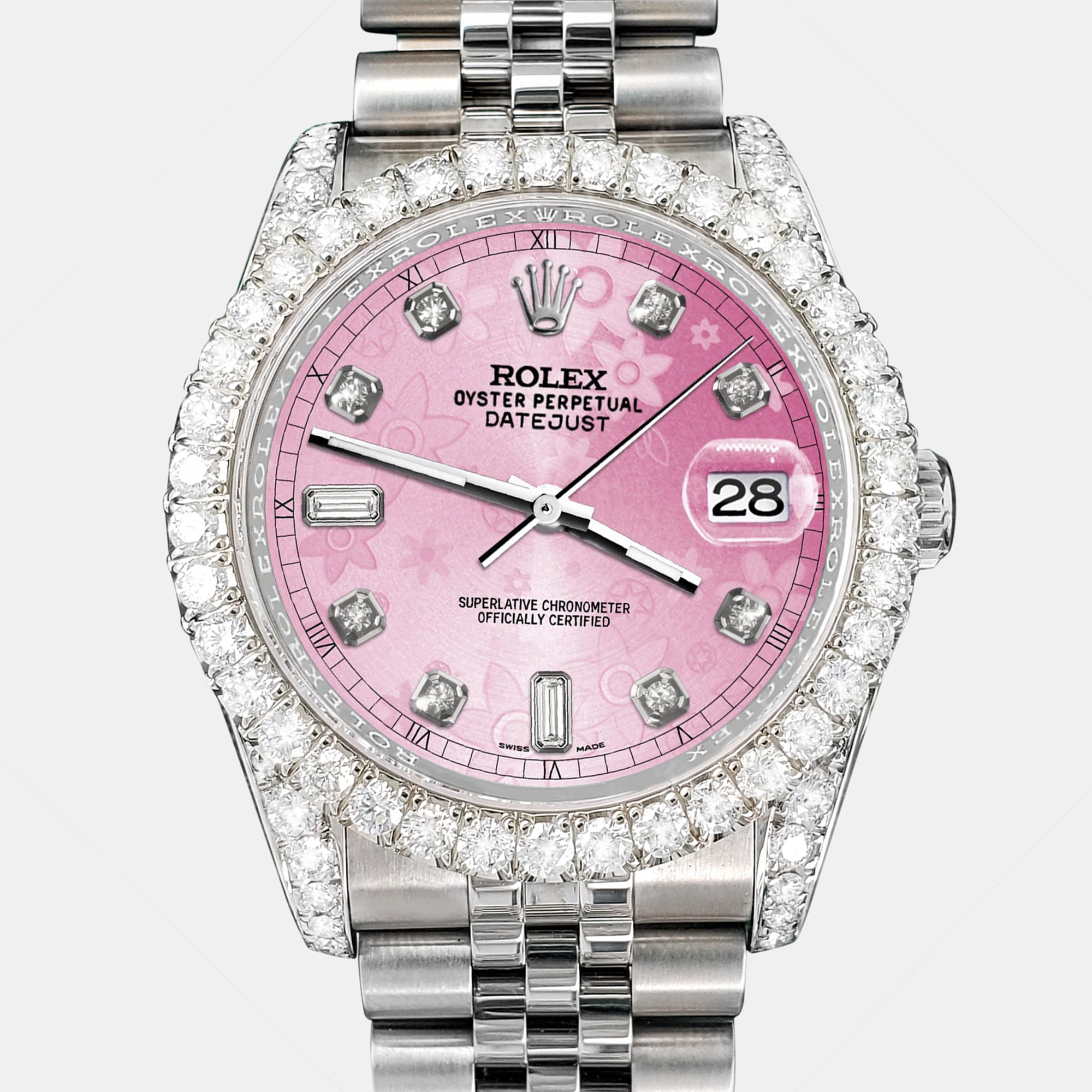 Rolex Custom Pink 4CT Diamond Stainless Steel Datejust 116200 Automatic Men's Wristwatch
Rolex Custom Pink 4CT Diamond Stainless Steel Datejust 116200 Automatic Men's Wristwatch