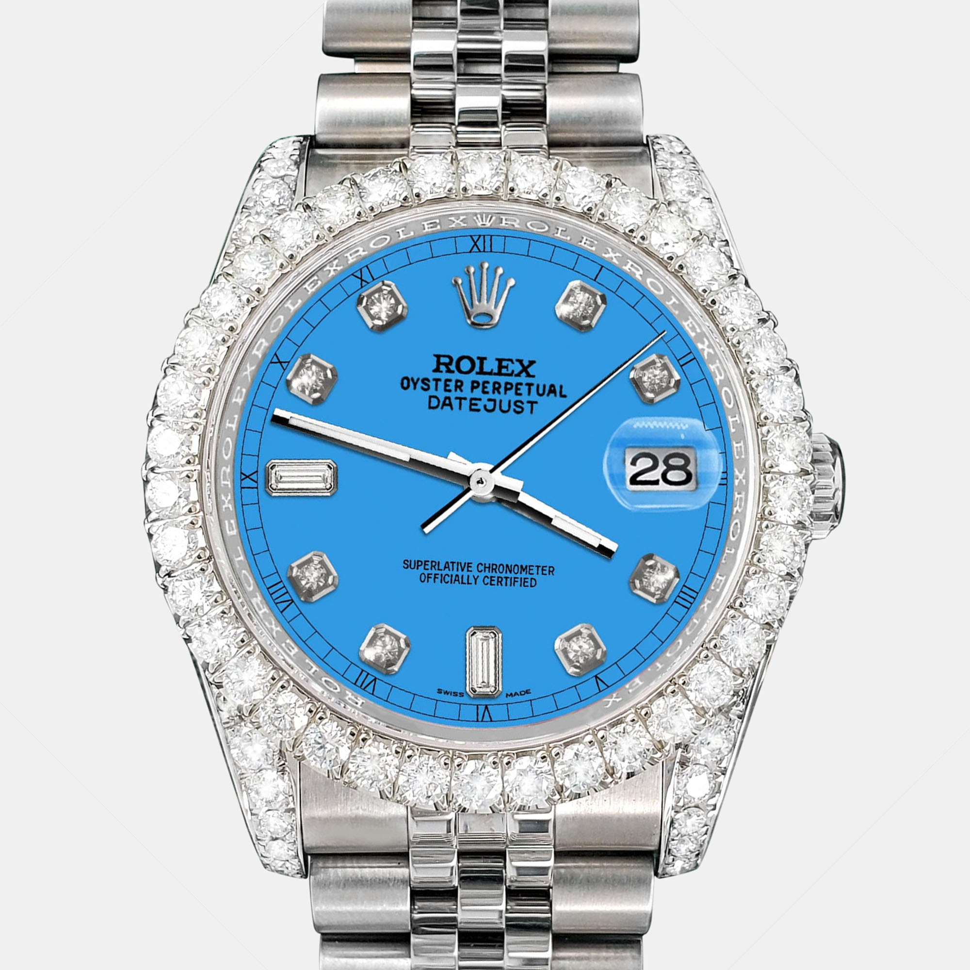 Rolex Custom Blue 4CT Diamond Stainless Steel Datejust 116200 Automatic Men's Wristwatch
Rolex Custom Blue 4CT Diamond Stainless Steel Datejust 116200 Automatic Men's Wristwatch