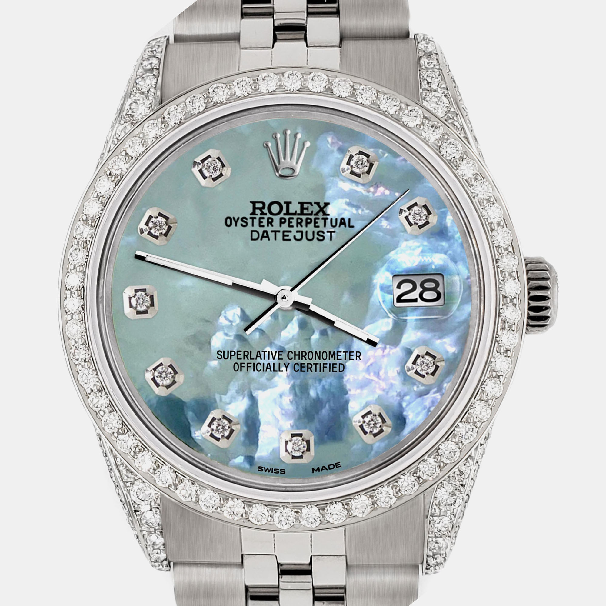 Rolex Custom Tahitian Blue 2.85CT Diamond Stainless Steel Datejust Automatic Men's Wristwatch
Rolex Custom Tahitian Blue 2.85CT Diamond Stainless Steel Datejust Automatic Men's Wristwatch