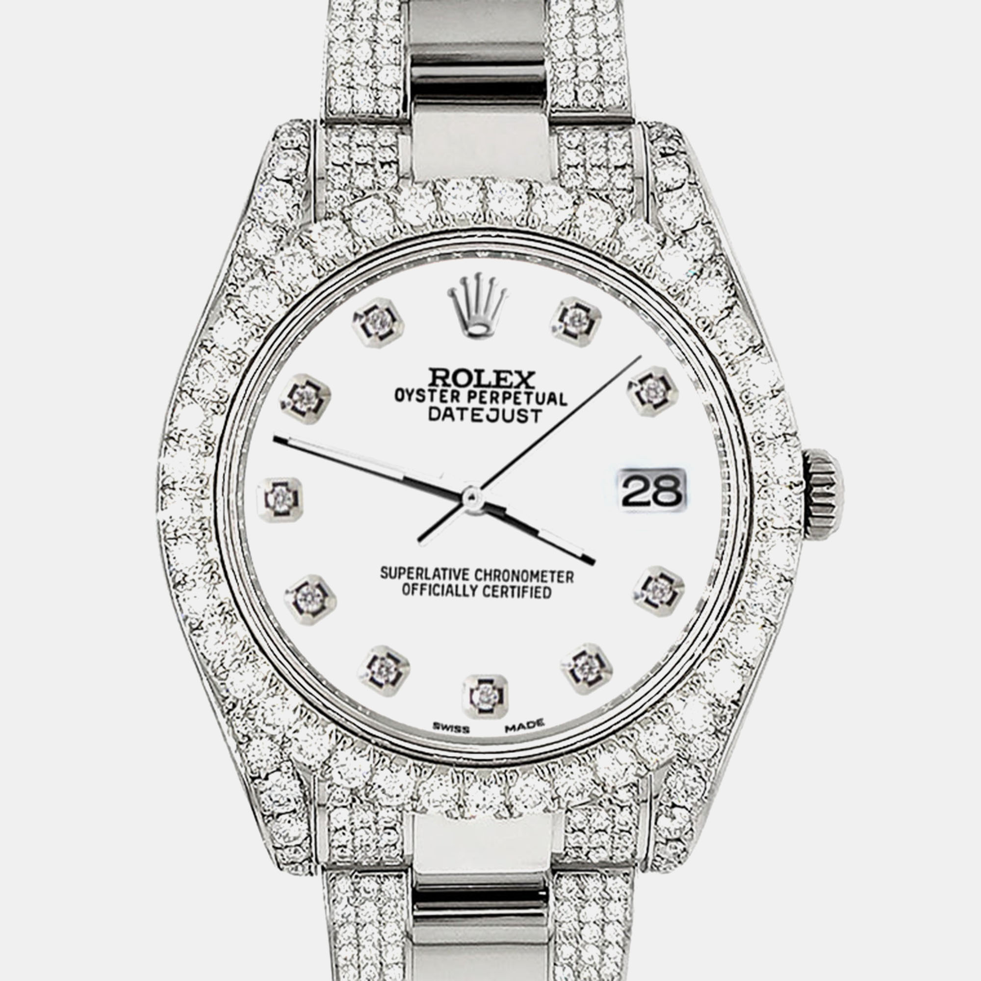 Rolex Custom White 8.3CT Diamond Stainless Steel Datejust II 116300 Automatic Men's Wristwatch
Rolex Custom White 8.3CT Diamond Stainless Steel Datejust II 116300 Automatic Men's Wristwatch