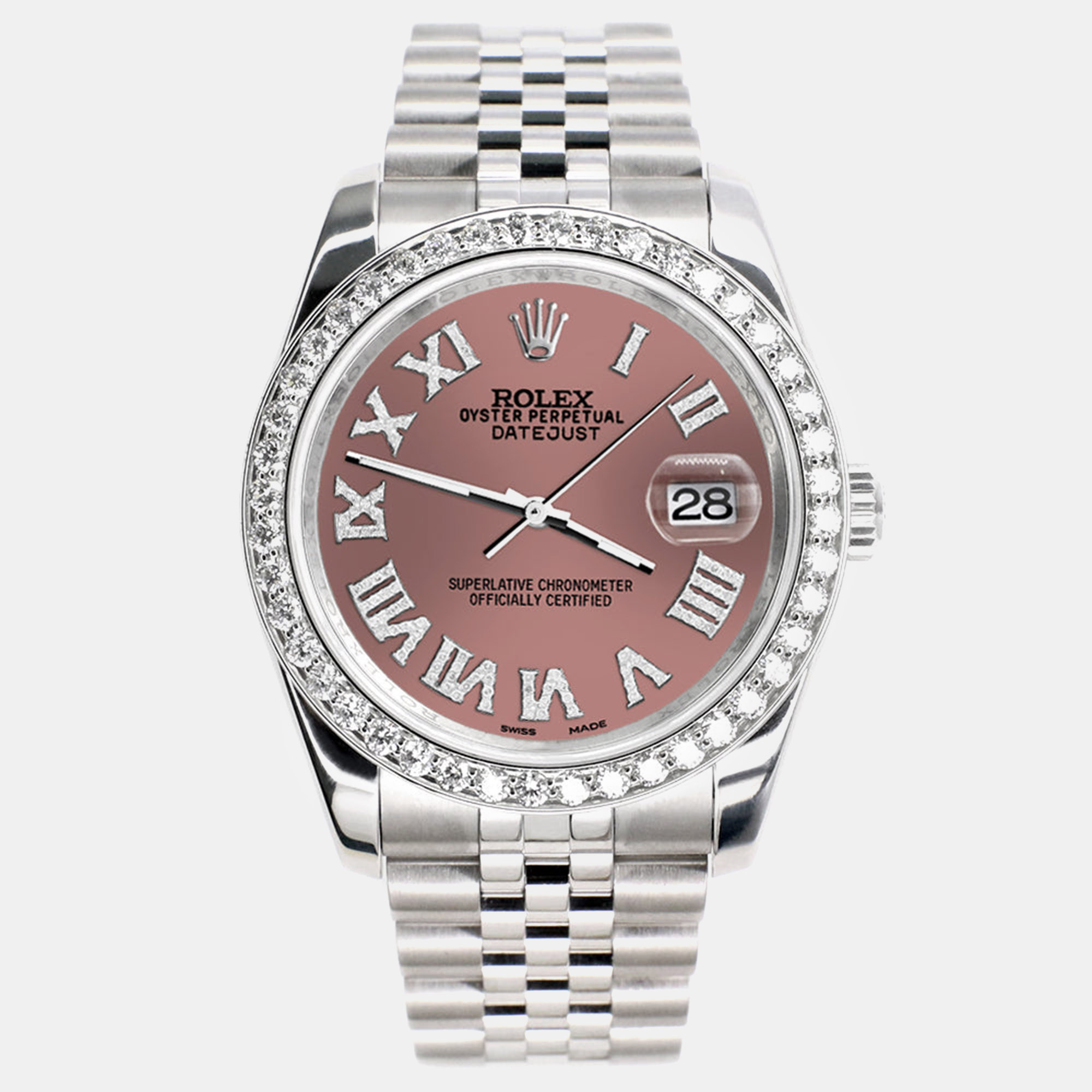 Rolex Custom Salmon 2.0CT Diamond Stainless Steel Datejust 116200 Automatic Men's Wristwatch, Pink
Rolex Custom Salmon 2.0CT Diamond Stainless Steel Datejust 116200 Automatic Men's Wristwatch, Pink