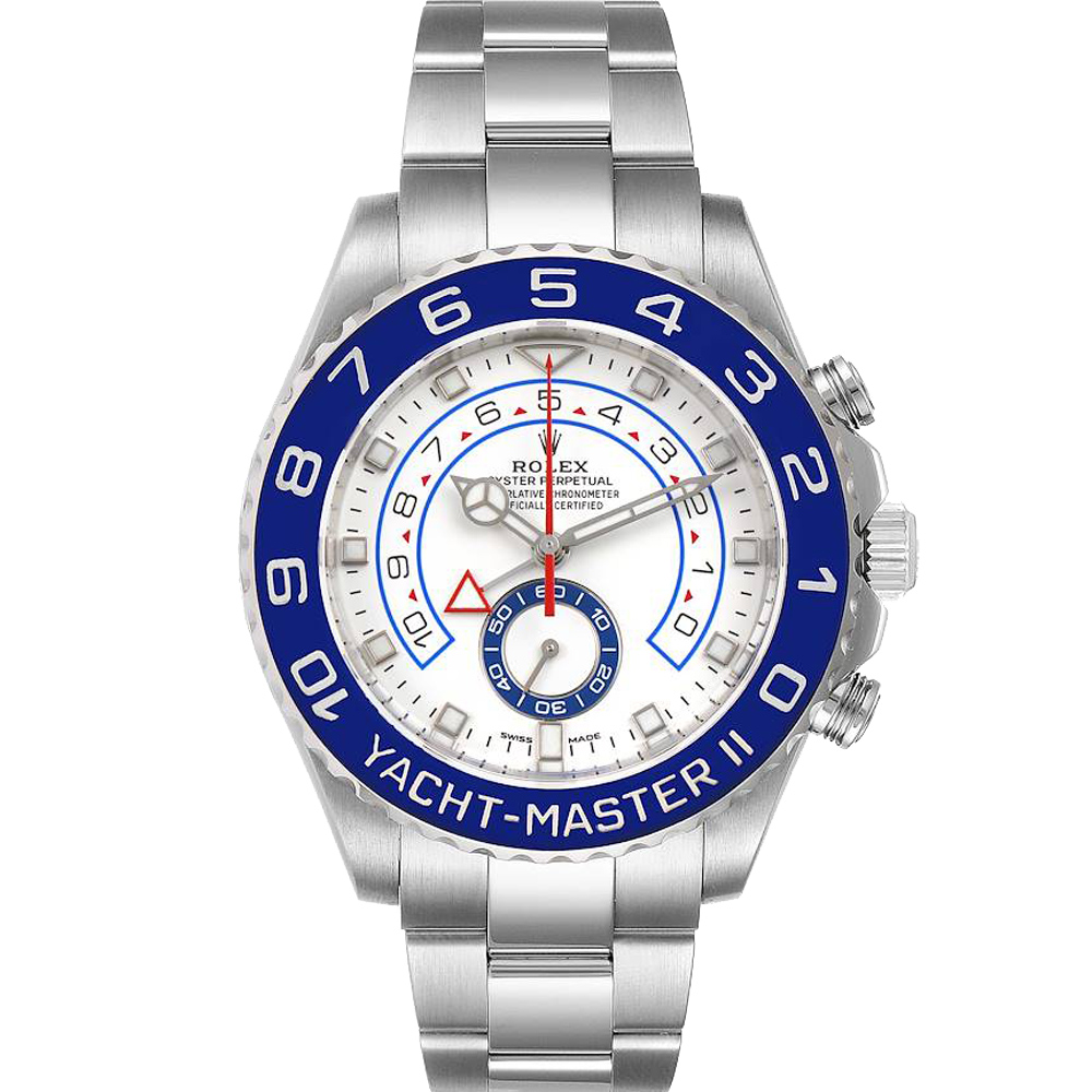 Rolex White Stainless Steel Yachtmaster II 116680 Men's Wristwatch 44 MM