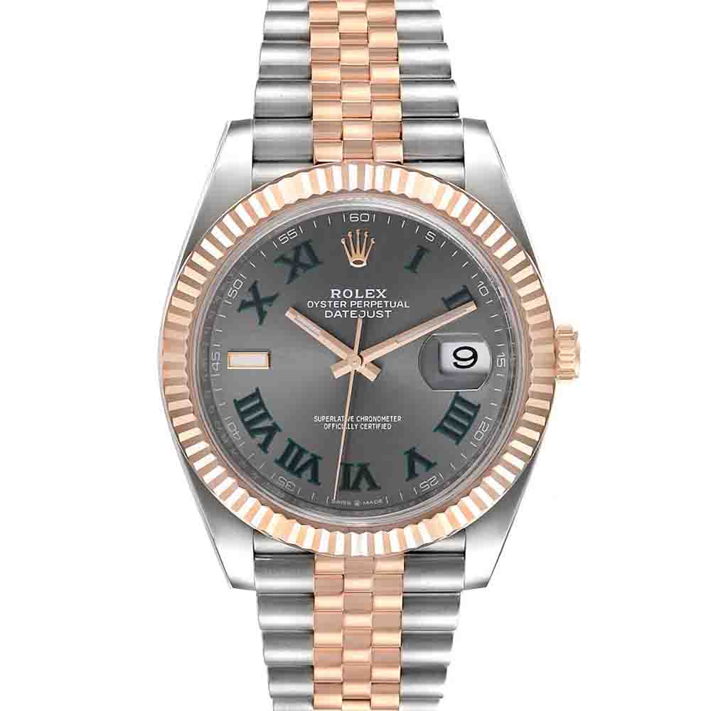 Rolex Grey 18K Rose Gold And Stainless Steel Datejust 126331 Men's Wristwatch 41 MM