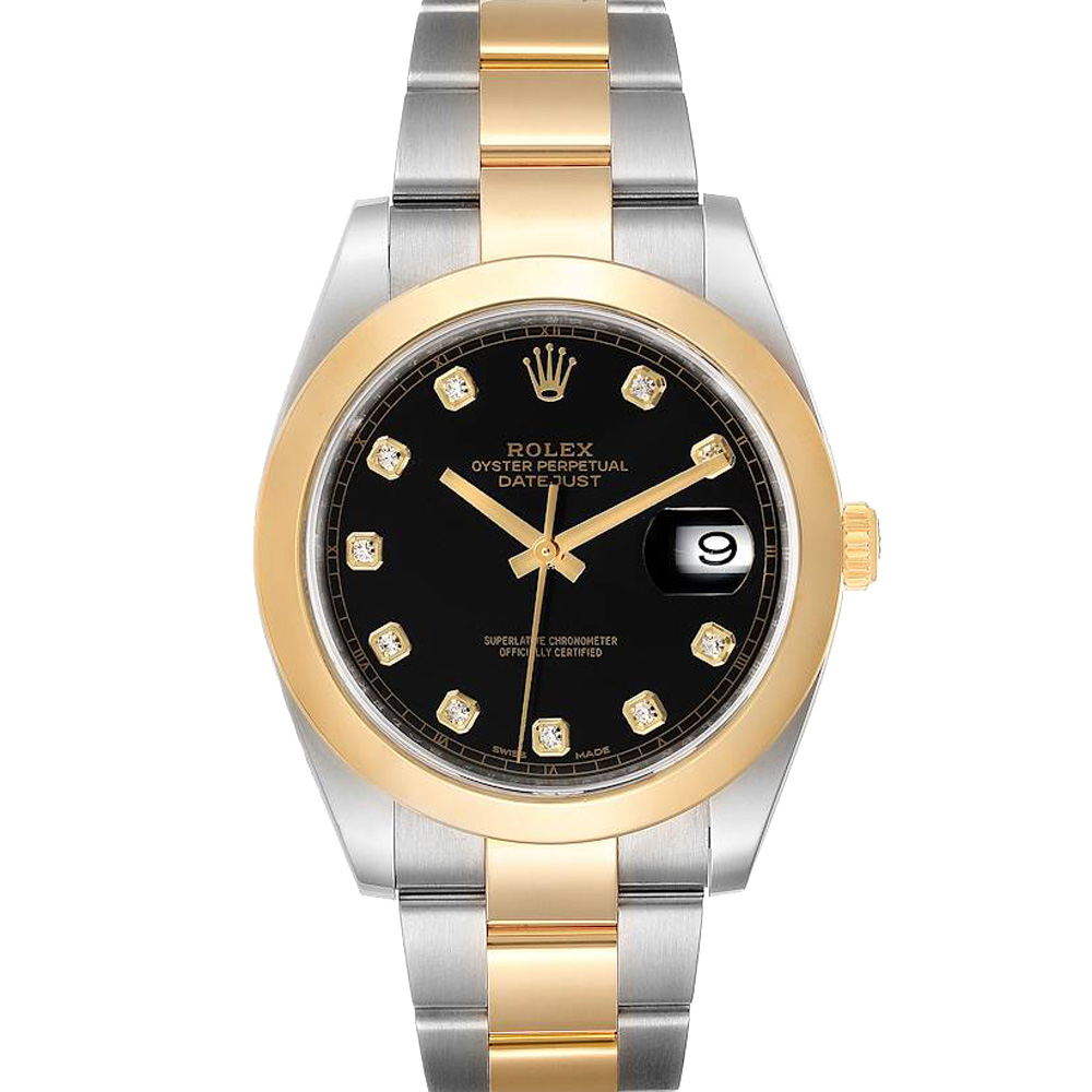 Rolex Black Diamonds 18K Yellow Gold And Stainless Steel Datejust 126303 Men's Wristwatch 41 MM