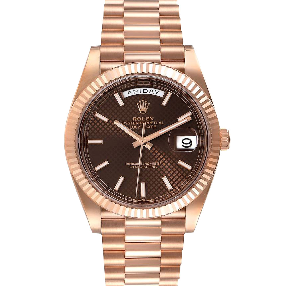 Rolex Chocolate 18K Rose Gold Day-Date President 228235 Men's Wristwatch 40 MM
