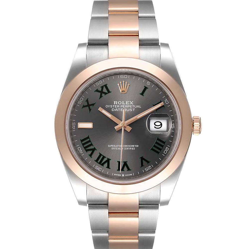 Rolex Grey 18K Rose Gold Wimbledon Datejust 126301 Men's Wristwatch 41 MM