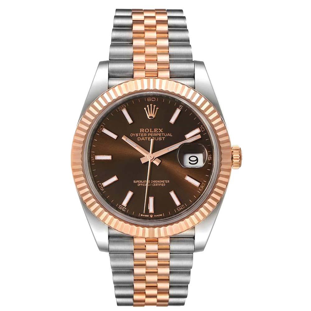 Rolex Brown 18K Rose Gold And Stainless Steel Datejust 126331 Men's Wristwatch 41 MM