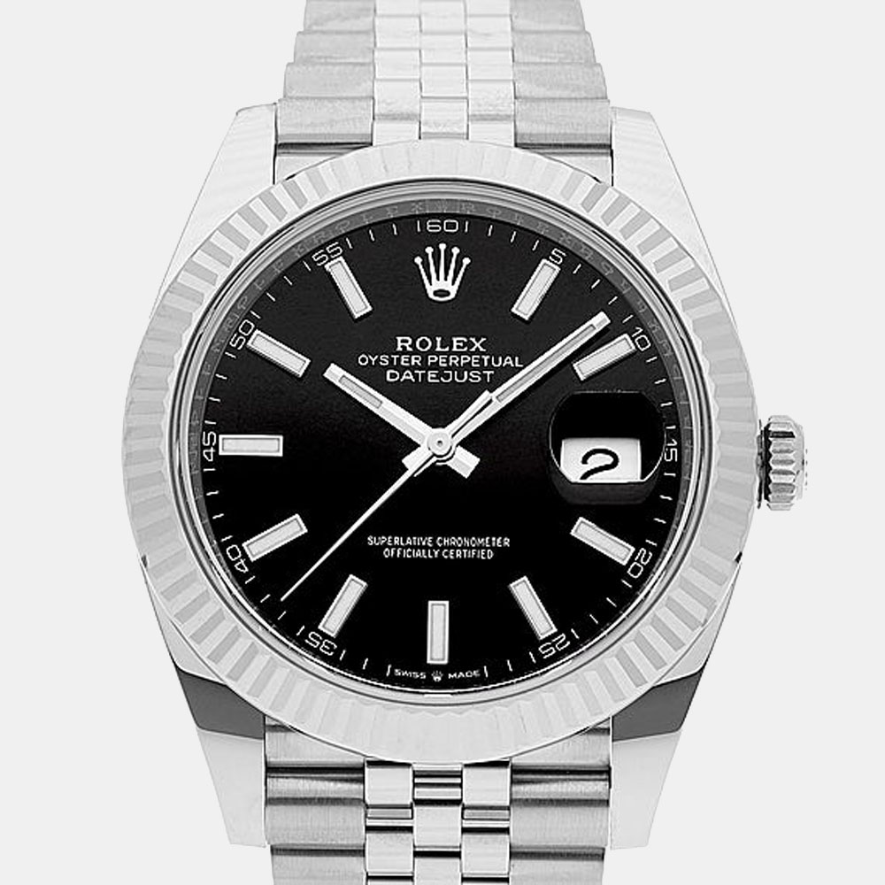 Rolex Black dial Jubilee Stainless Steel & 18k White Gold Datejust 41 Men's Wristwatch 41 mm
Rolex Black dial Jubilee Stainless Steel & 18k White Gold Datejust 41 Men's Wristwatch 41 mm