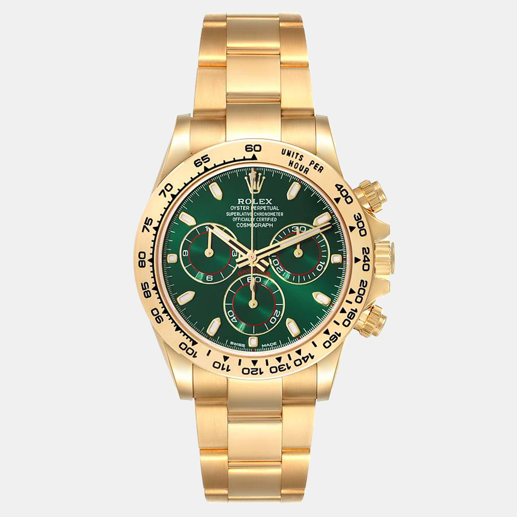 Rolex Green 18K Yellow Gold Cosmograph Daytona 116508 Men's Wristwatch 40 Mm