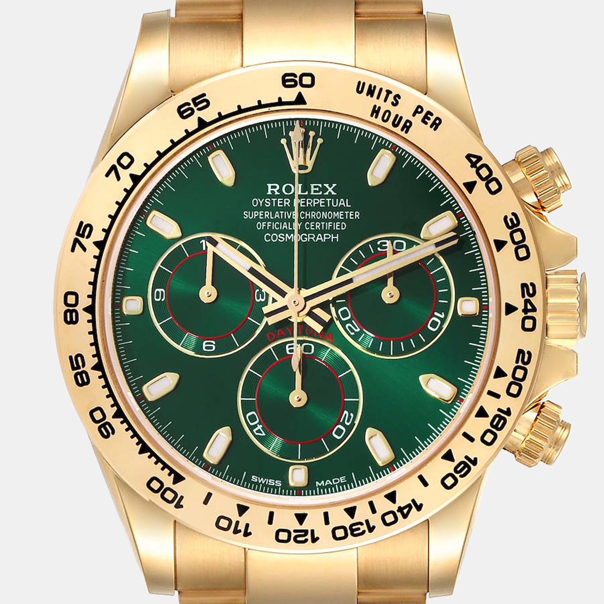 Rolex Green 18K Yellow Gold Cosmograph Daytona 116508 Men's Wristwatch 40 Mm