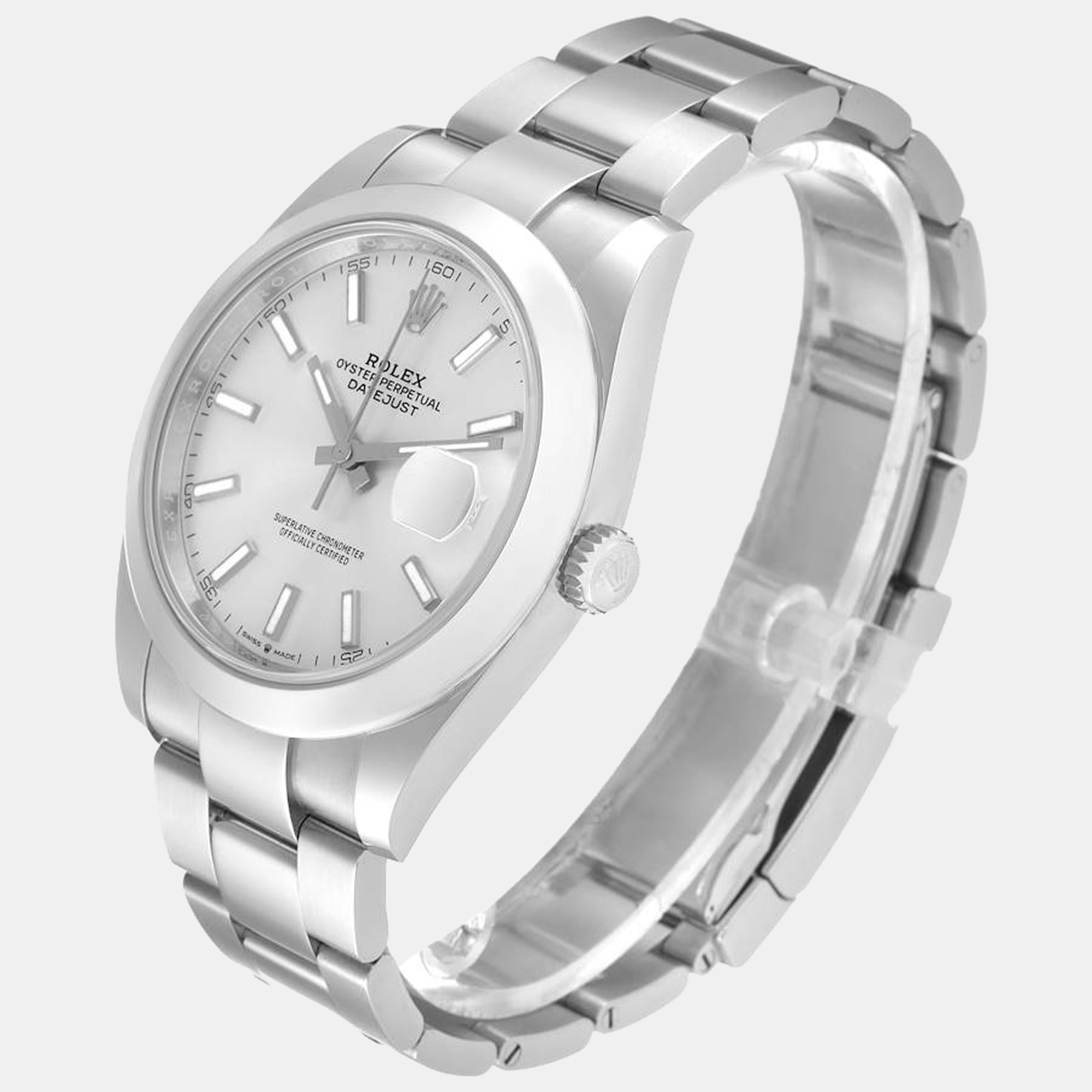 Rolex Silver Stainless Steel Datejust 126300 Men's Wristwatch 41 Mm