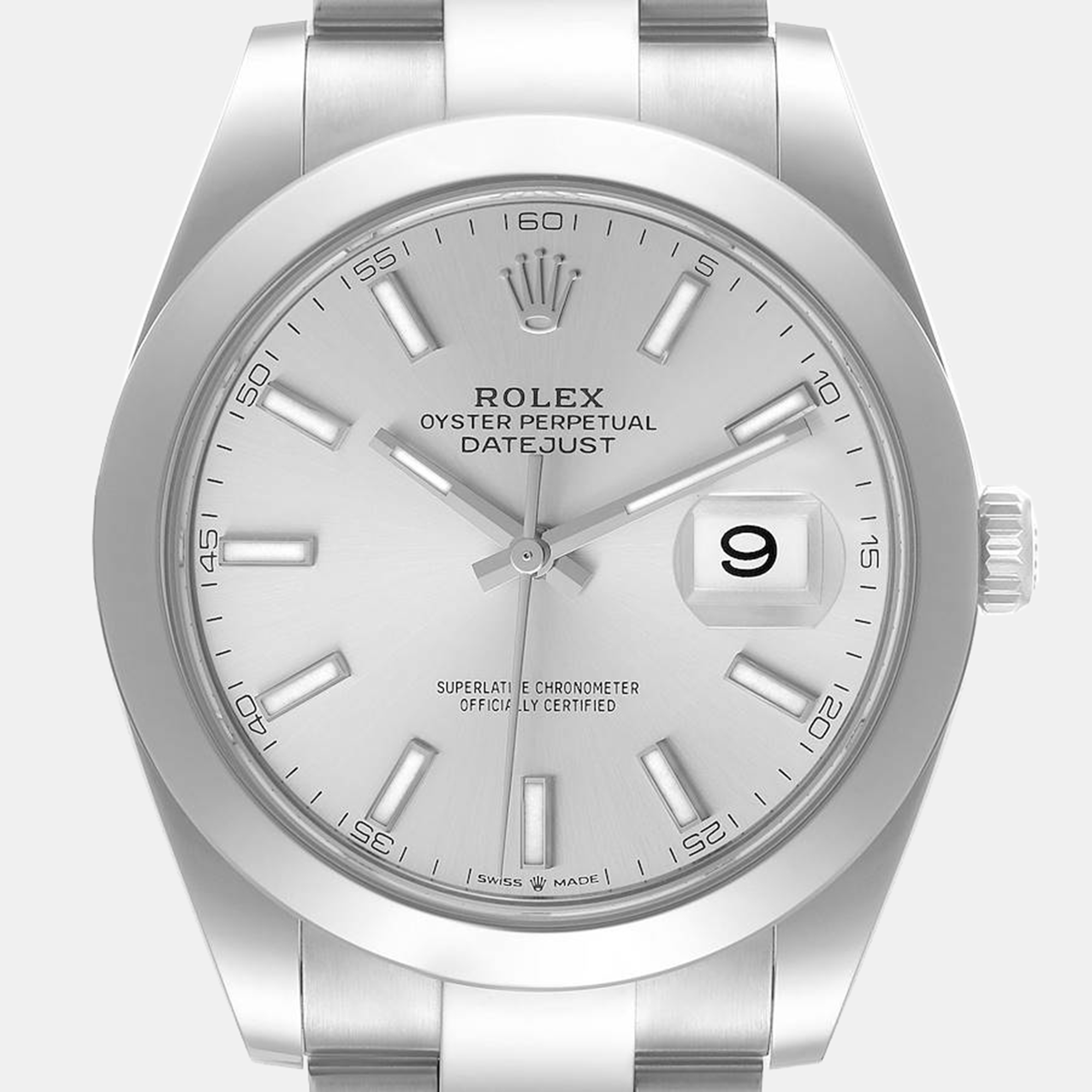 Rolex Silver Stainless Steel Datejust 126300 Men's Wristwatch 41 Mm