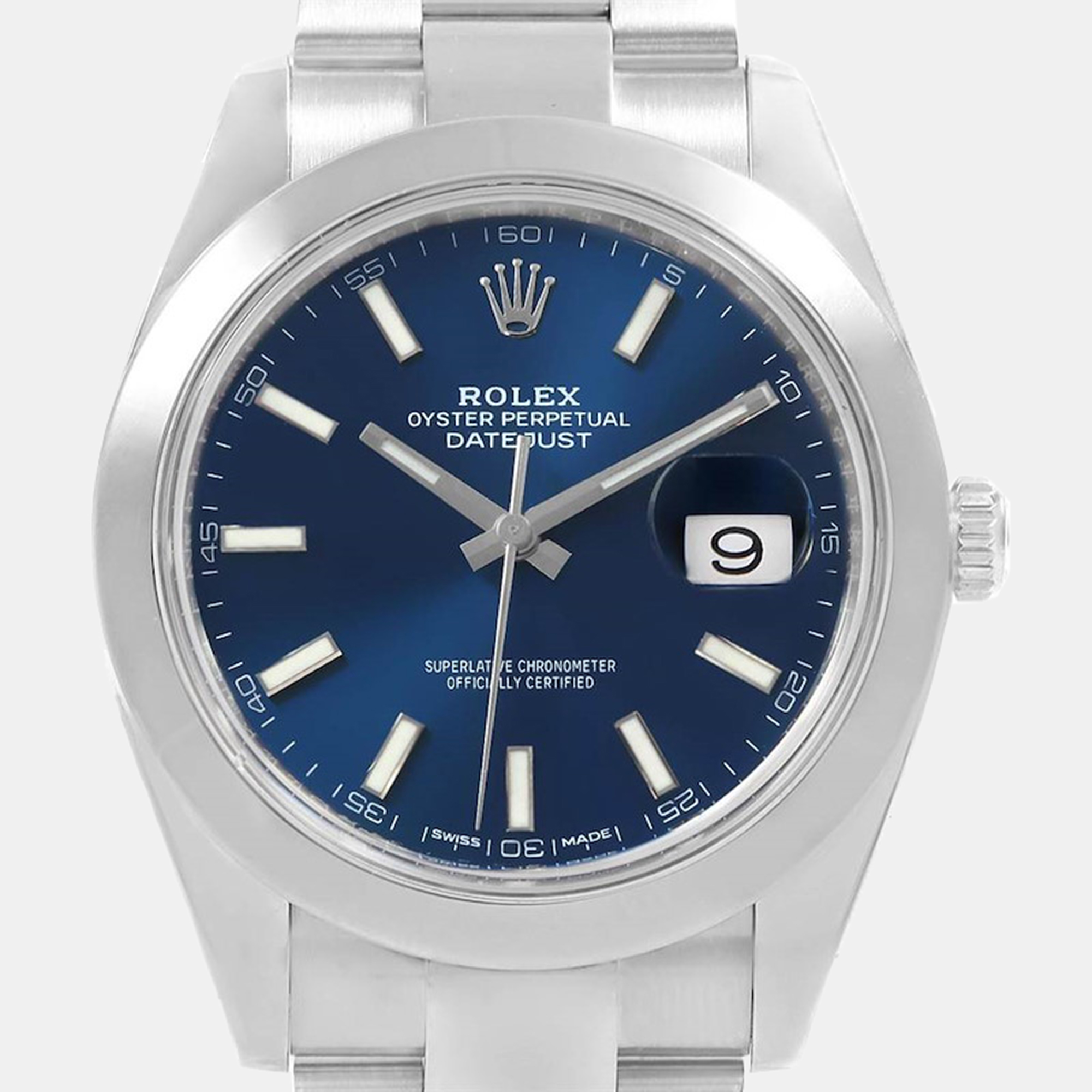 Rolex Blue Stainless Steel Datejust 126300 Men's Wristwatch 42 Mm