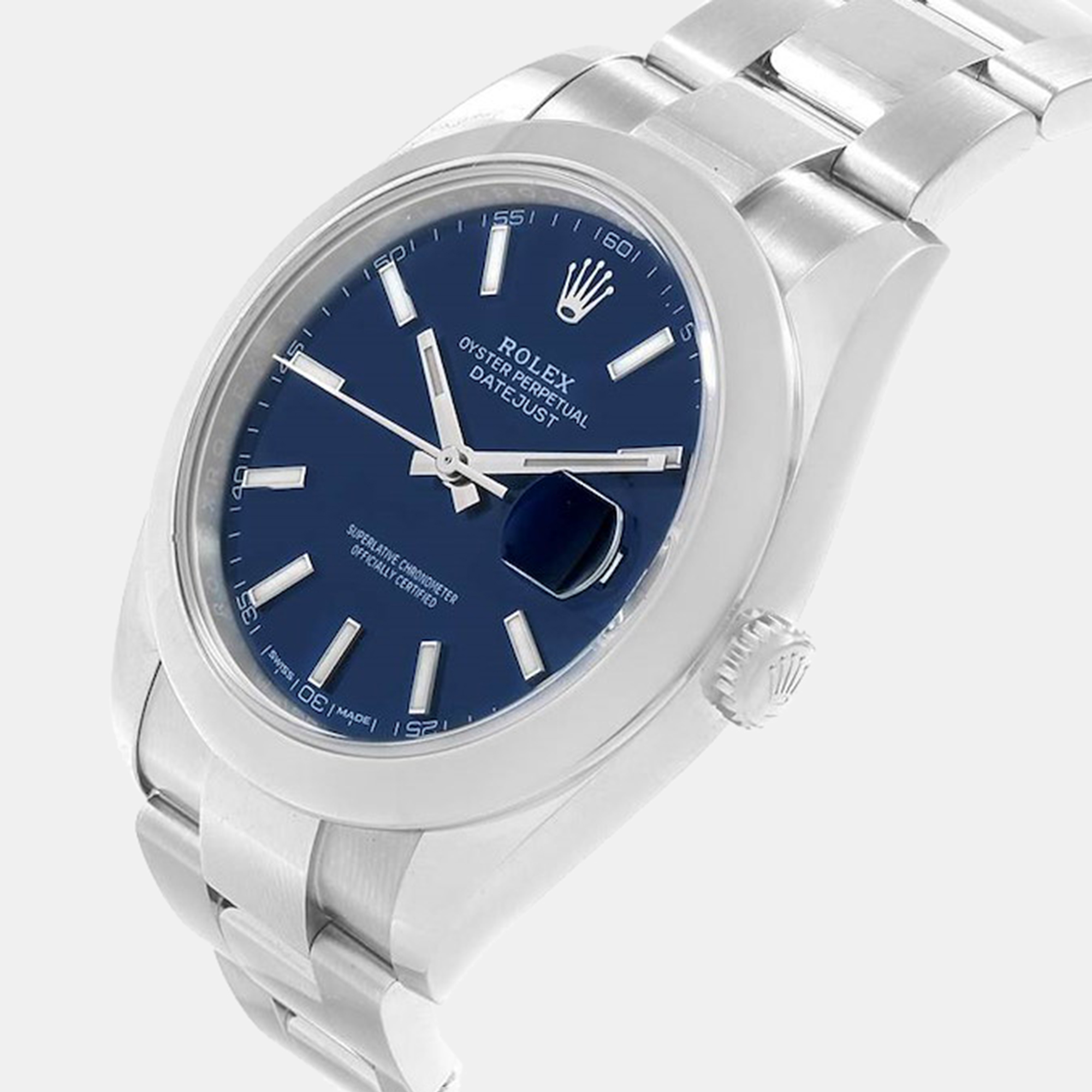 Rolex Blue Stainless Steel Datejust 126300 Men's Wristwatch 42 Mm