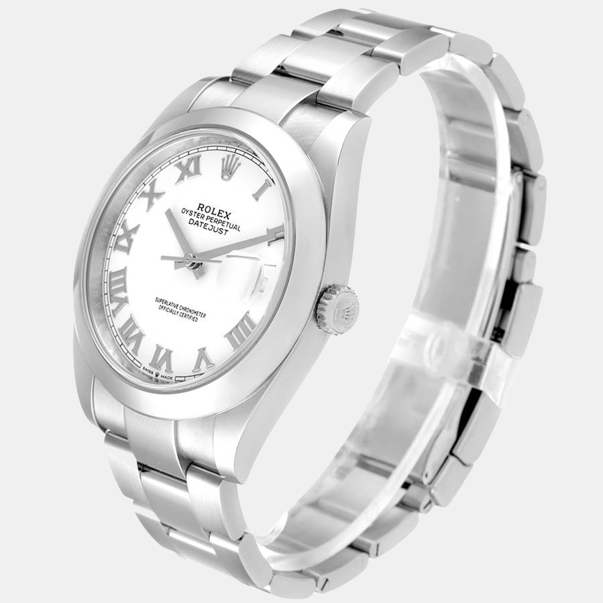 Rolex White Stainless Steel Datejust 126300 Men's Wristwatch 43 Mm