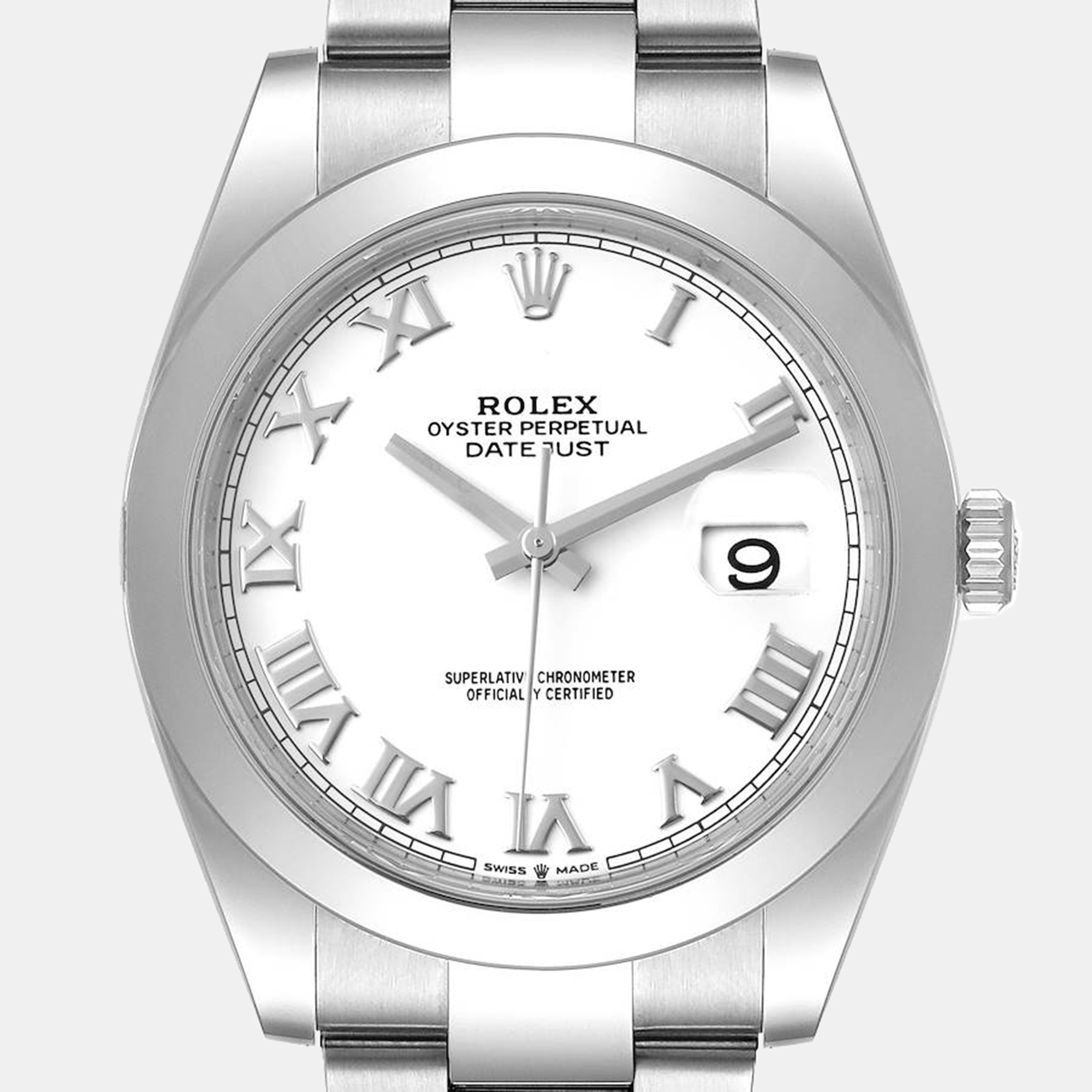 Rolex White Stainless Steel Datejust 126300 Men's Wristwatch 43 Mm