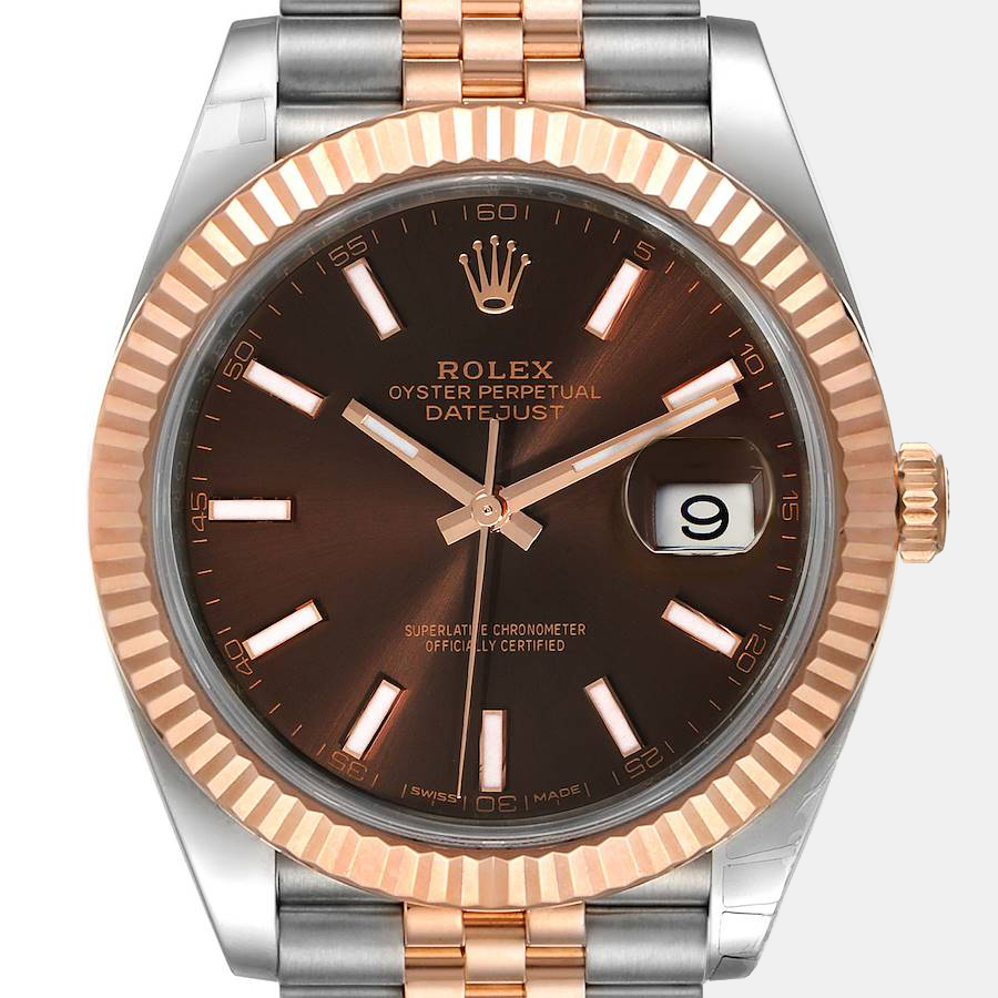 Rolex Chocolate 18k Rose Gold Stainless Steel Datejust 126331 Men's Wristwatch 41 Mm