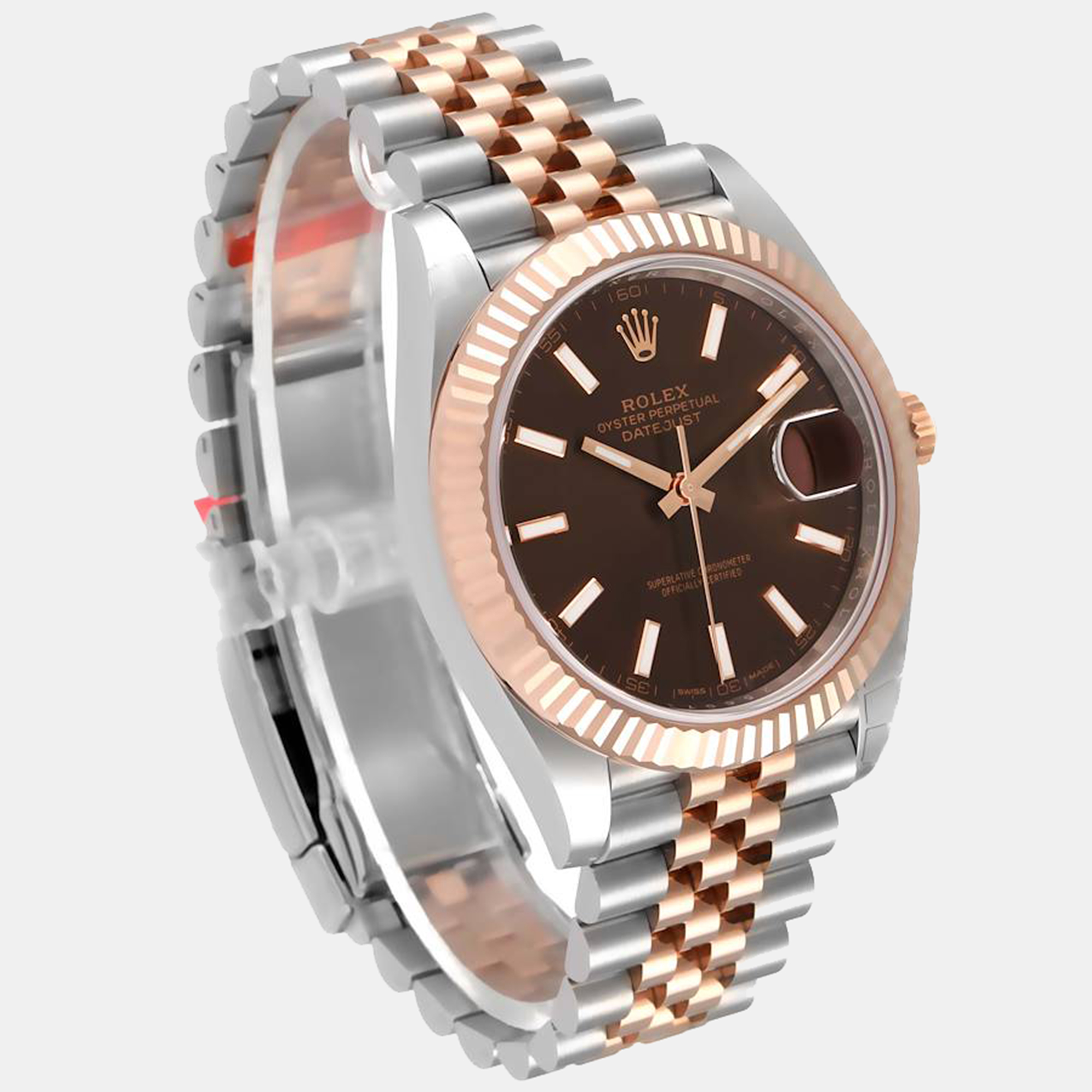 Rolex Chocolate 18k Rose Gold Stainless Steel Datejust 126331 Men's Wristwatch 41 Mm