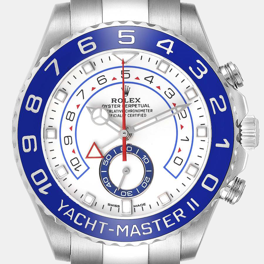 Rolex White Stainless Steel Yacht-Master II 116680 Automatic Men's Wristwatch 44 Mm