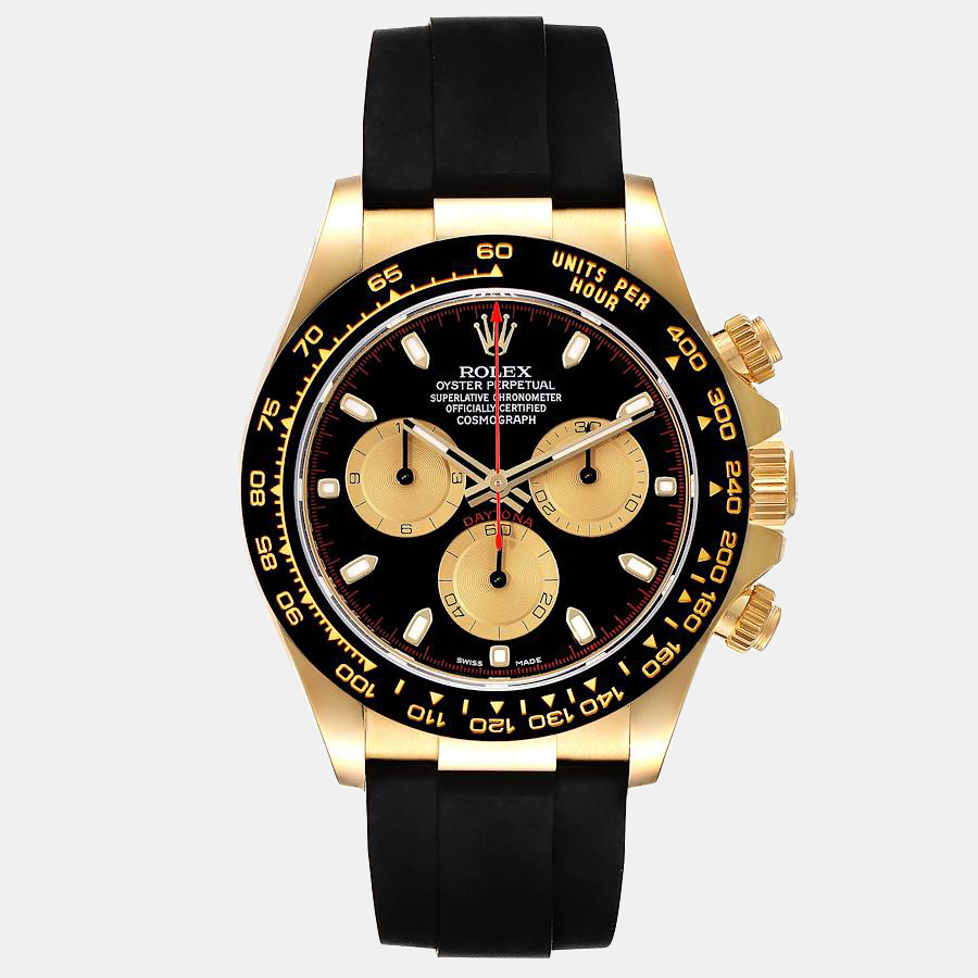 Rolex Black 18k Yellow Gold Cosmograph Daytona 116518LN Automatic Men's Wristwatch 40 Mm