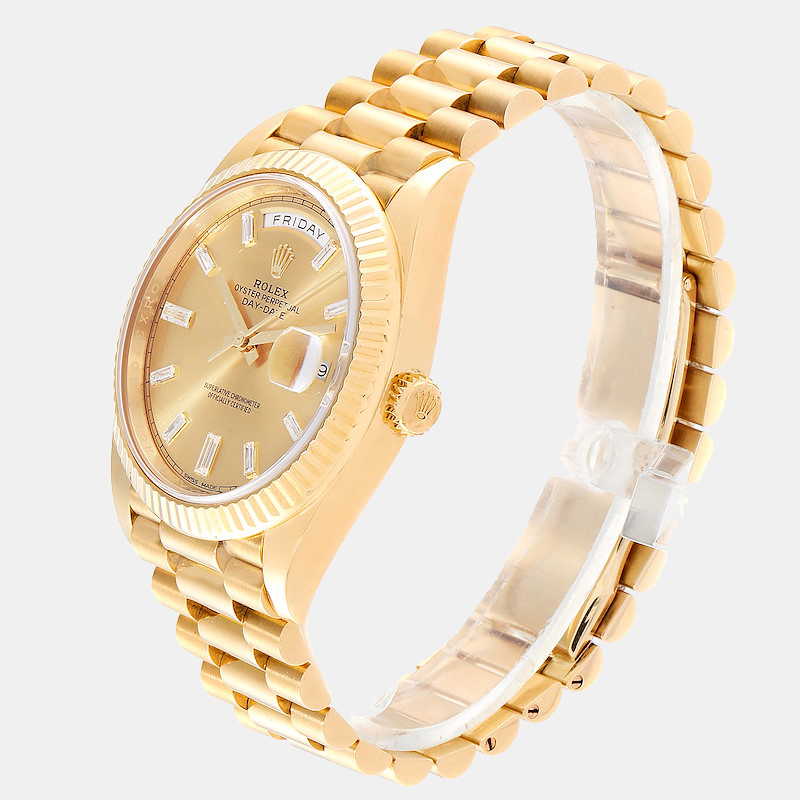 Rolex Champagne 18k Yellow Gold Day-Date 228238 Men's Wristwatch 40 Mm