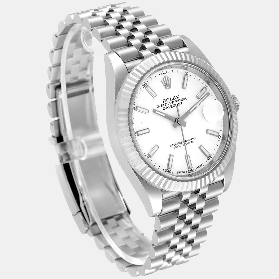 Rolex White 18k White Gold Stainless Steel Datejust 126334 Men's Wristwatch 41 Mm