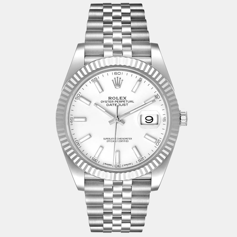 Rolex White 18k White Gold Stainless Steel Datejust 126334 Men's Wristwatch 41 Mm