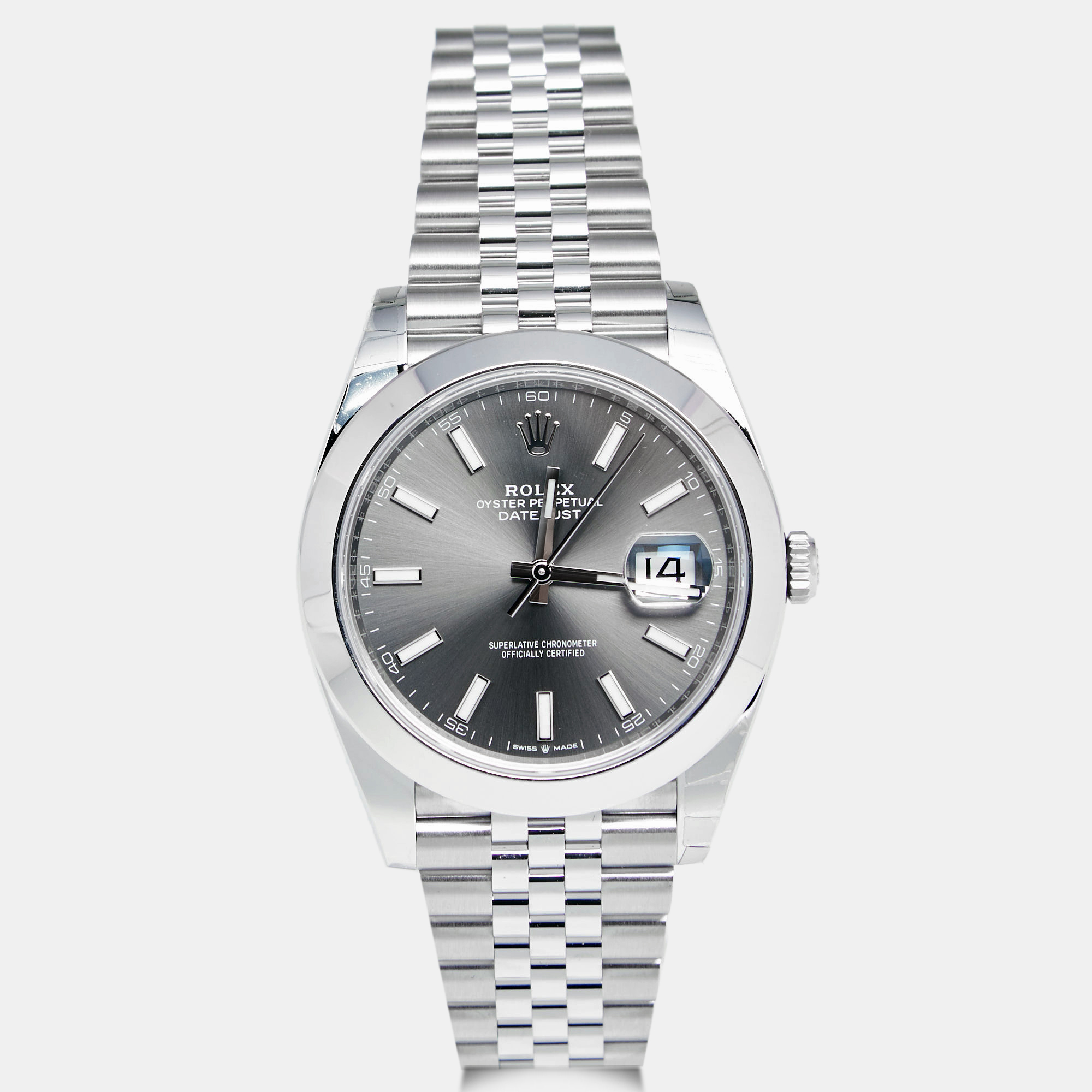 Rolex Slate Stainless Steel Datejust 41 126300 Men's Wristwatch 41 Mm