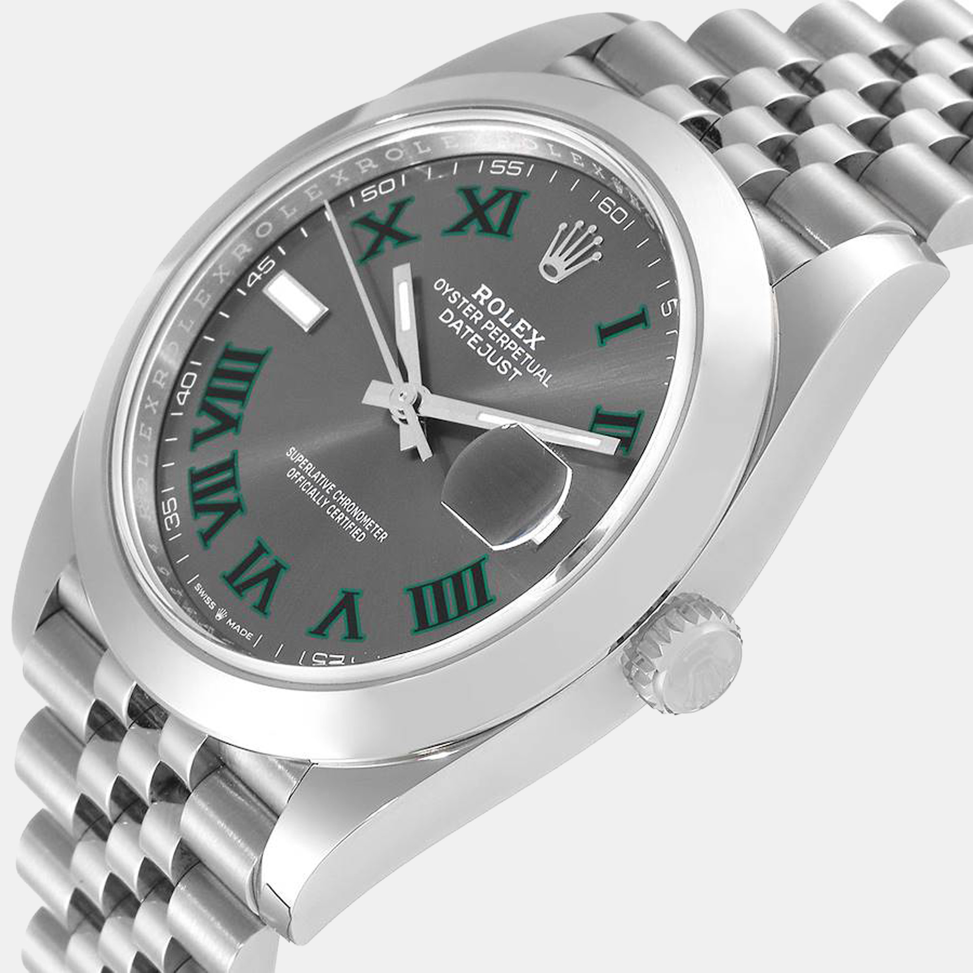 Rolex Grey Stainless Steel Datejust Wimbledon 126300 Automatic Men's Wristwatch 41 mm
Rolex Grey Stainless Steel Datejust Wimbledon 126300 Automatic Men's Wristwatch 41 mm