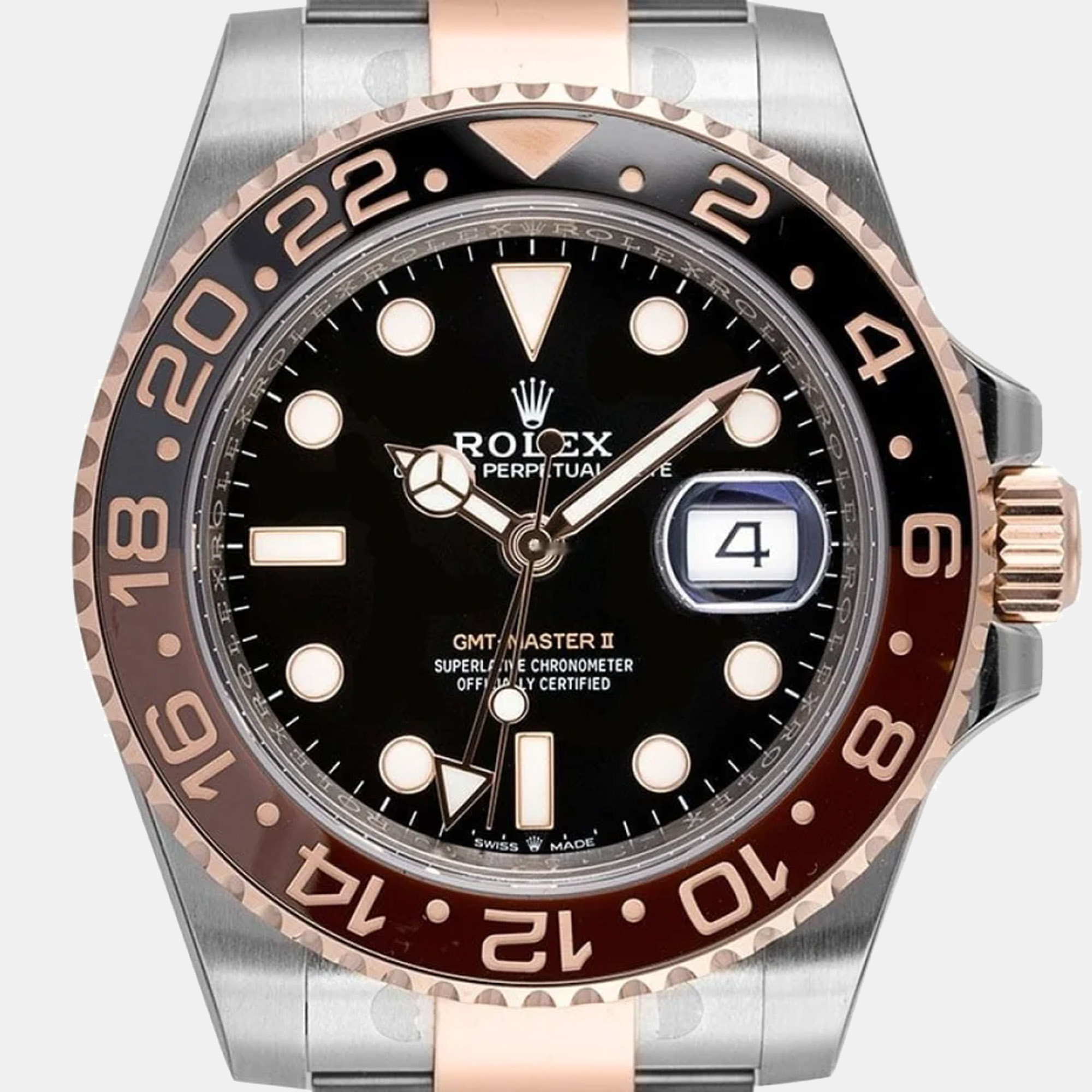 Rolex 18k Rose Gold, Stainless Steel GMT ,, Rootbeer 40 Mm
