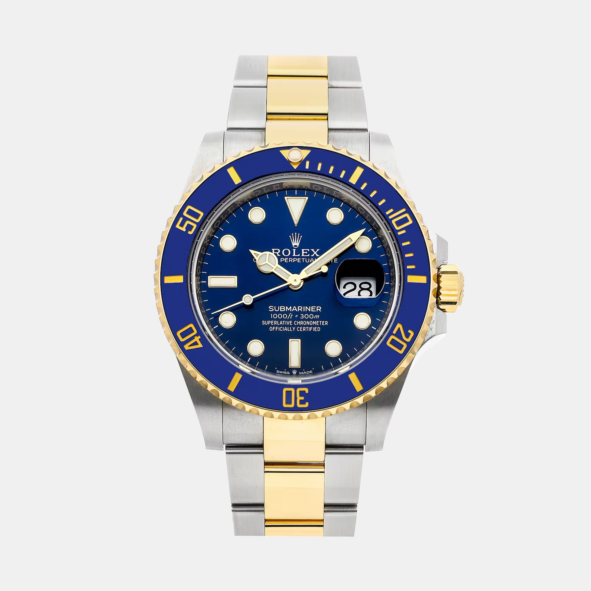 Rolex Two-tone Blue Stainless Steel & 18K Yellow Gold Submariner Men's Wristwatch 41 Mm