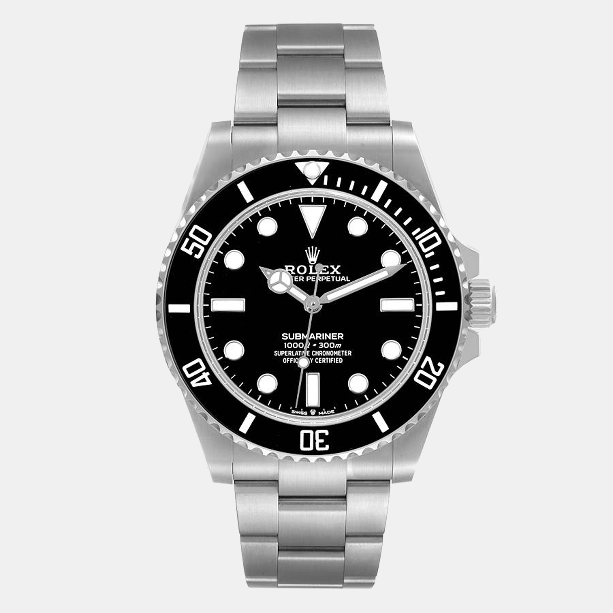 Rolex Black Stainless Steel Submariner 124060 Men's Wristwatch 41 Mm