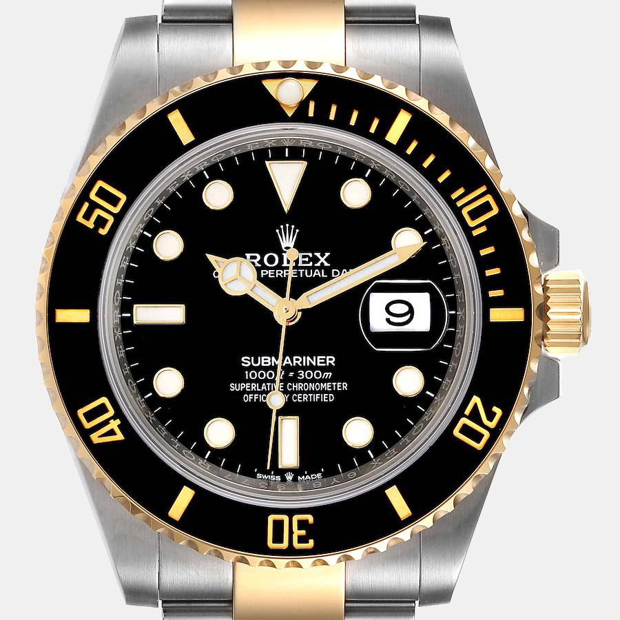 Rolex Black 18k Yellow Gold And Stainless Steel Submariner 126613 LN Automatic Men's Wristwatch 41 Mm