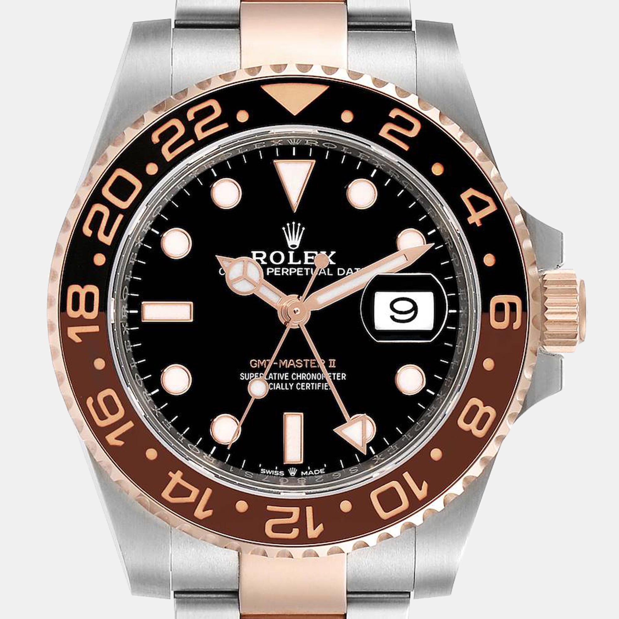 Rolex Rootbeer Stainless Steel &18K Rose Gold GMT-MASTER II Men's Wristwatch 40 Mm