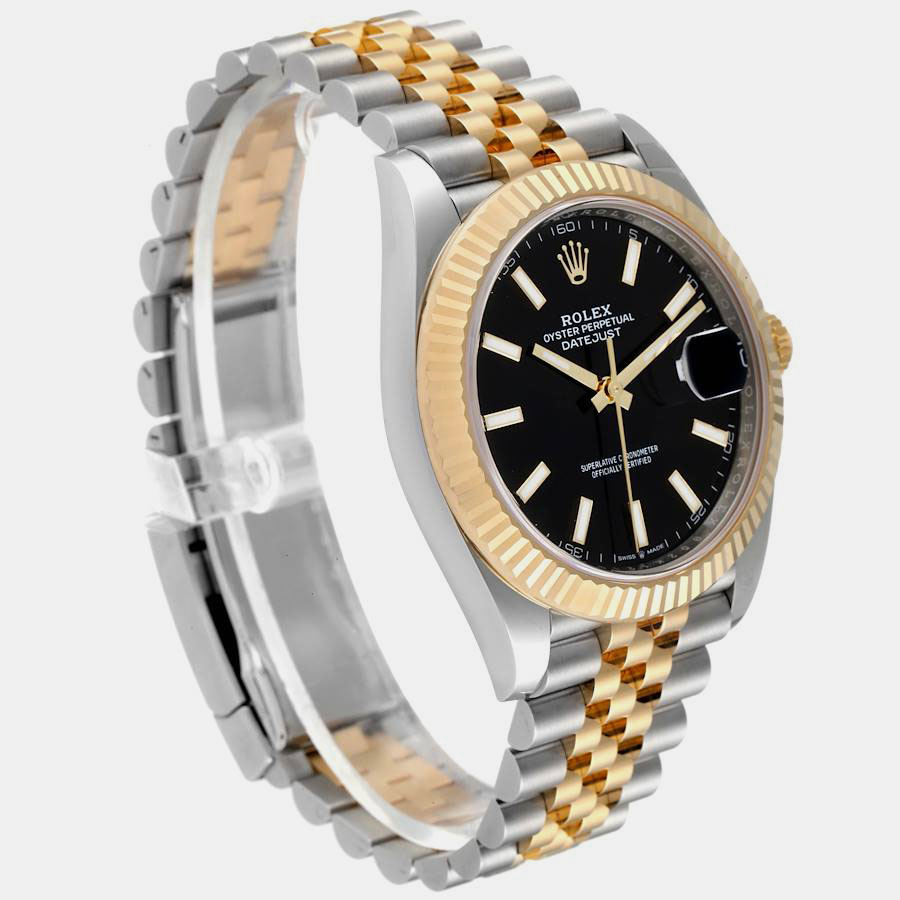 Rolex Black 18k Yellow Gold Stainless Steel Datejust 126333 Men's Wristwatch 41 Mm