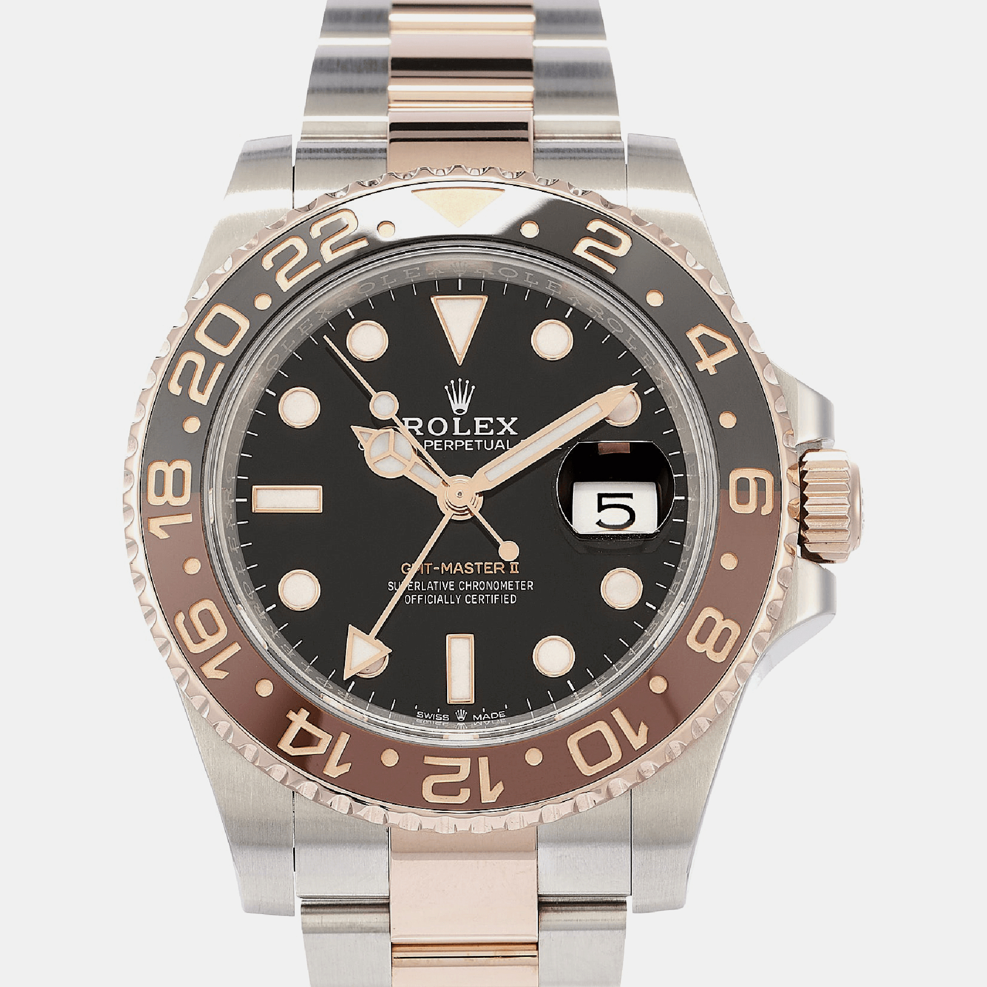 Rolex -18k everose gold and stainless steel automatic gmt-master ii 126711 chnr 40 mm