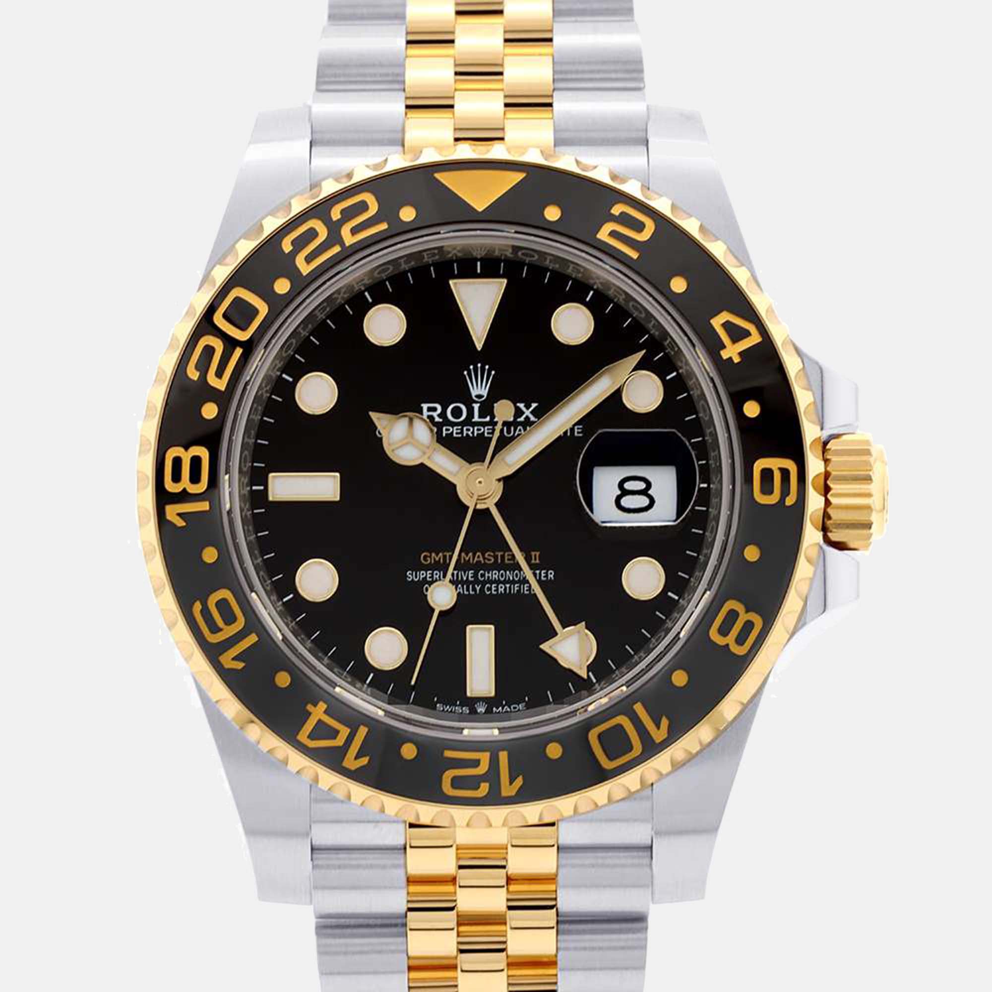 Rolex Black 18k Yellow Gold And Stainless Steel GMT-Master II 126713GRNR Automatic Men's Wristwatch 40 Mm