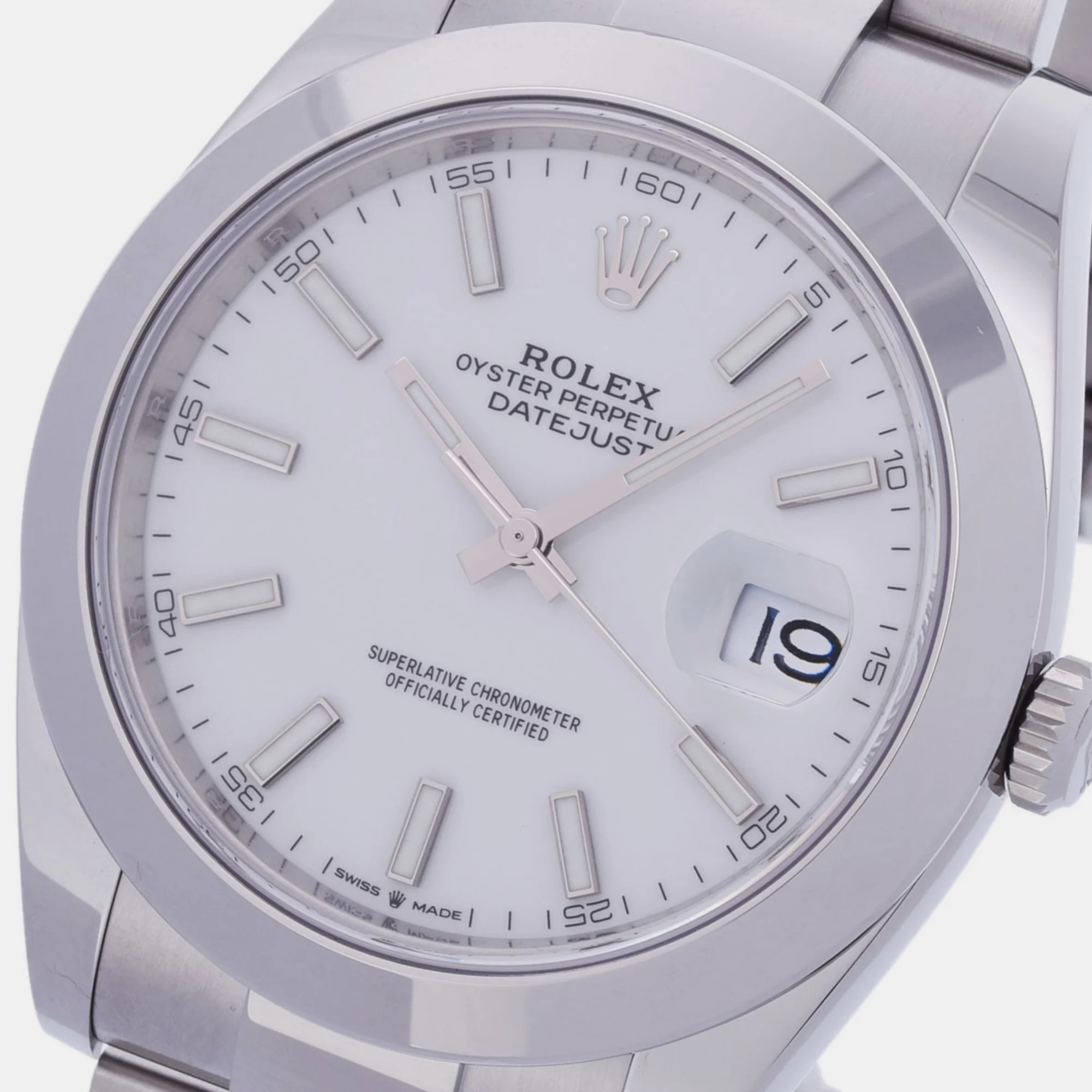 Rolex White Stainless Steel Datejust 126300 Automatic Men's Wristwatch 41 Mm