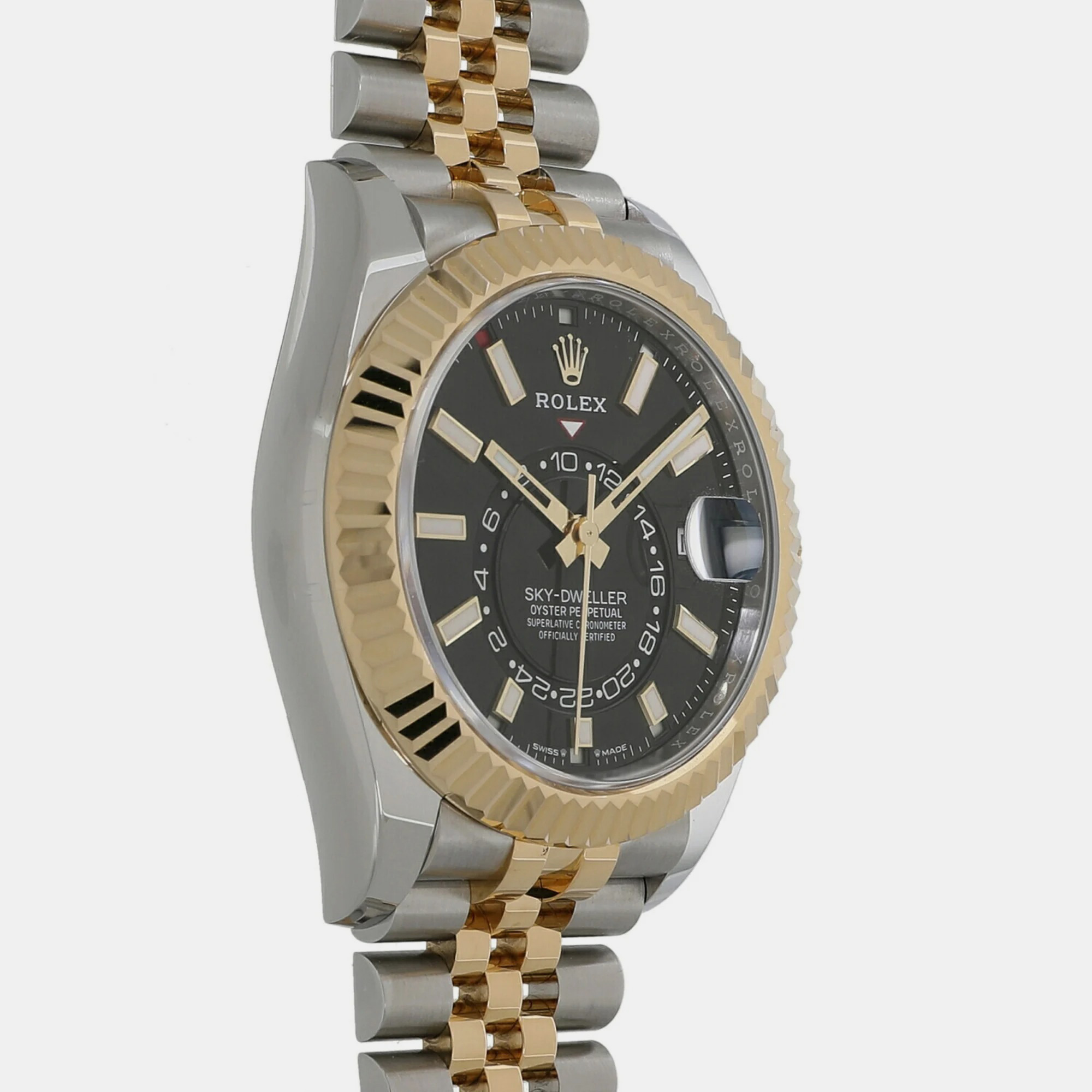 Rolex Black 18k Yellow Gold And Stainless Steel Sky-Dweller 336933 Automatic Men's Wristwatch 42 Mm