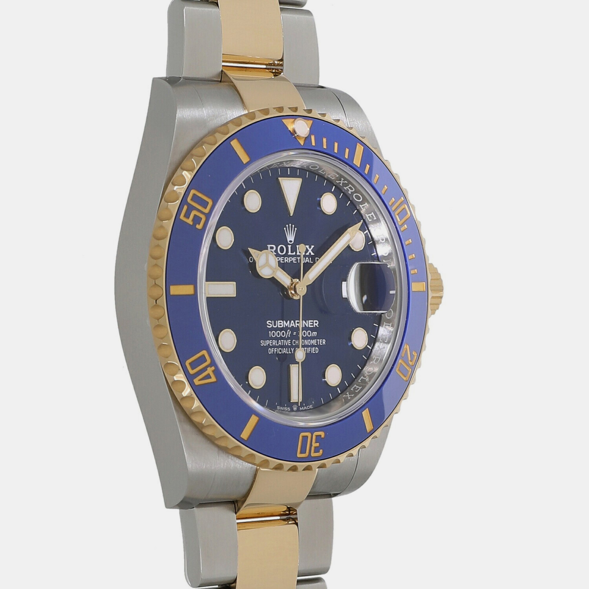 Rolex Blue 18k Yellow Gold And Stainless Steel Submariner 126613LB Automatic Men's Wristwatch 41 Mm