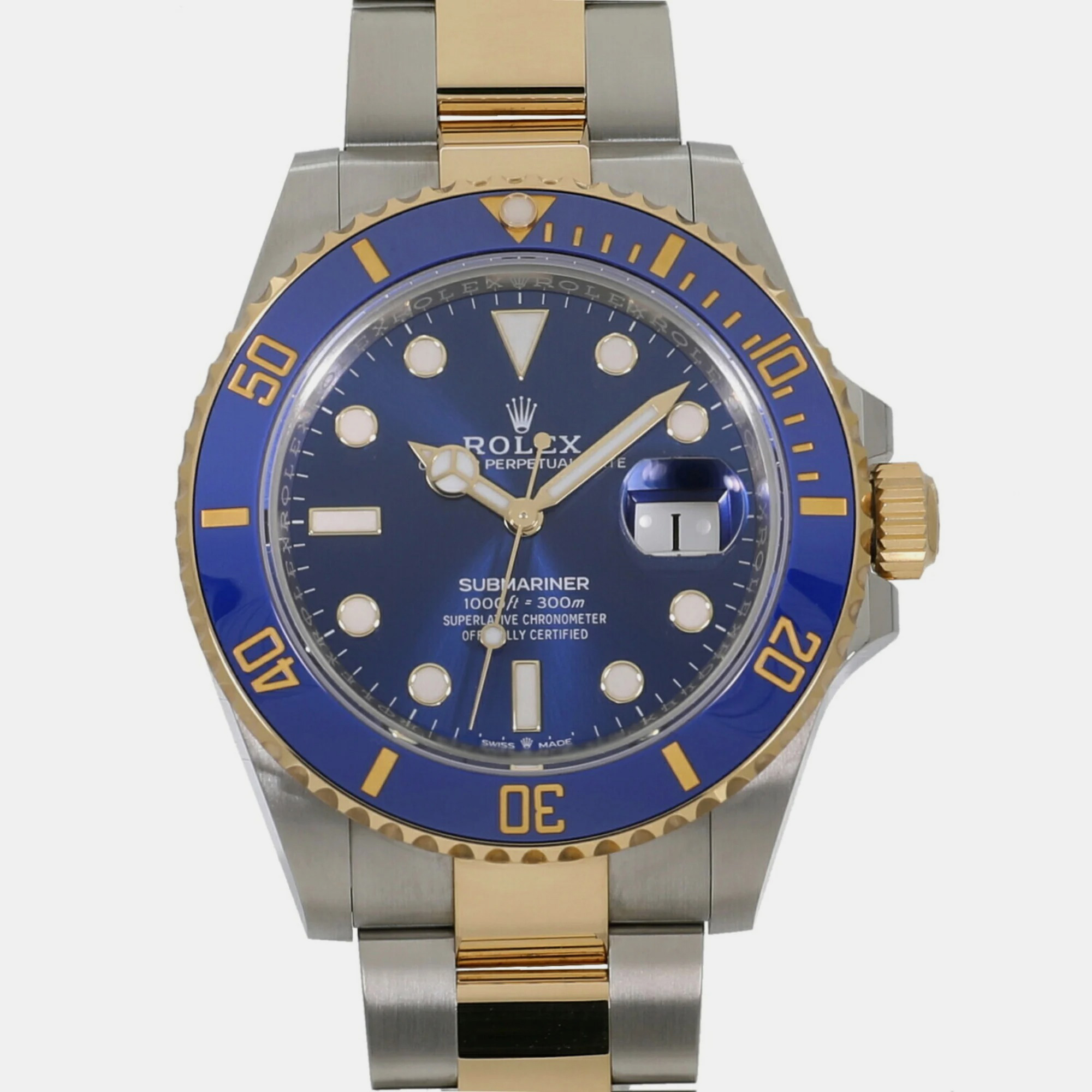 Rolex Blue 18k Yellow Gold And Stainless Steel Submariner 126613LB Automatic Men's Wristwatch 41 Mm