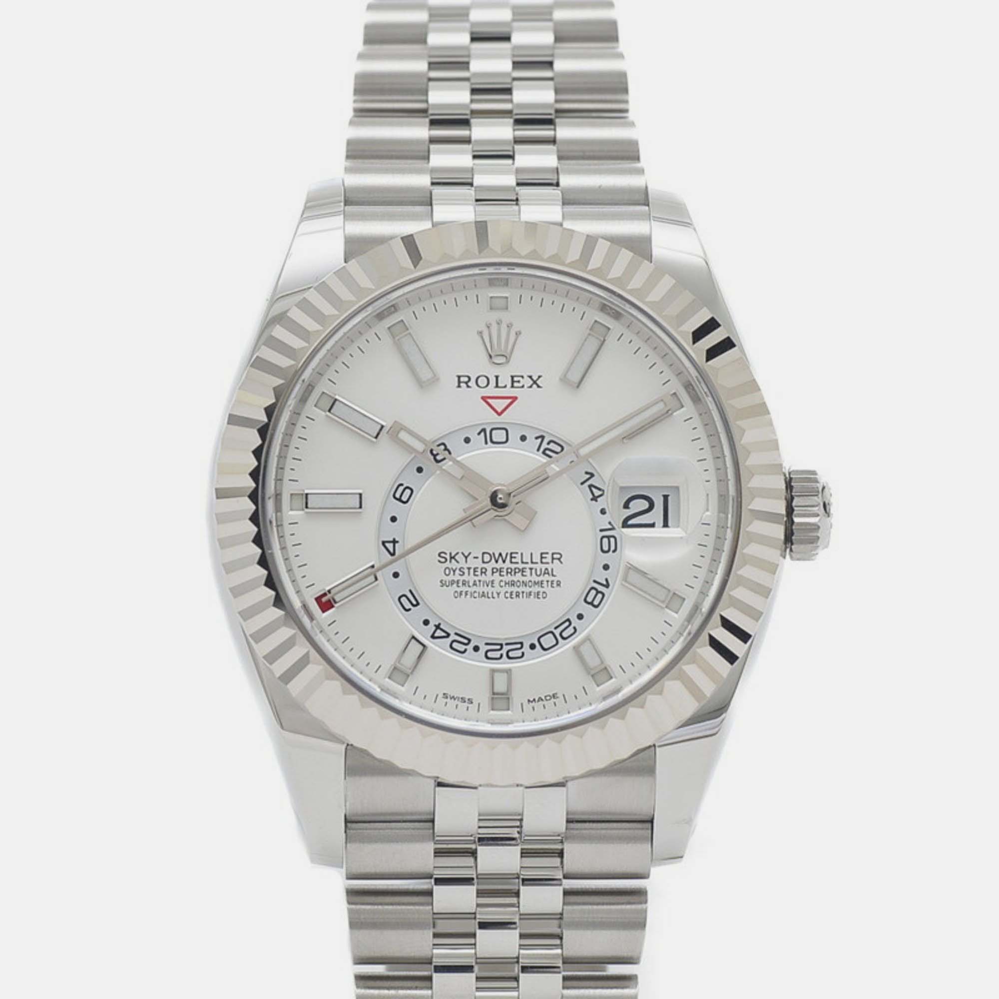 Rolex White 18k White Gold Sky-Dweller 326934 Automatic Men's Wristwatch 42 Mm