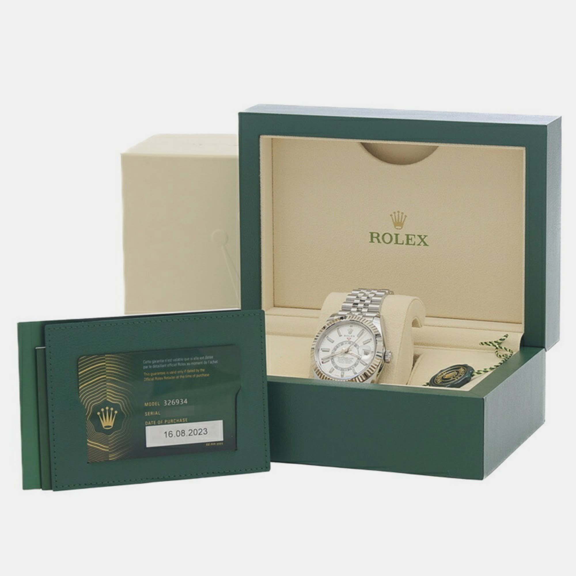 Rolex White 18k White Gold Sky-Dweller 326934 Automatic Men's Wristwatch 42 Mm