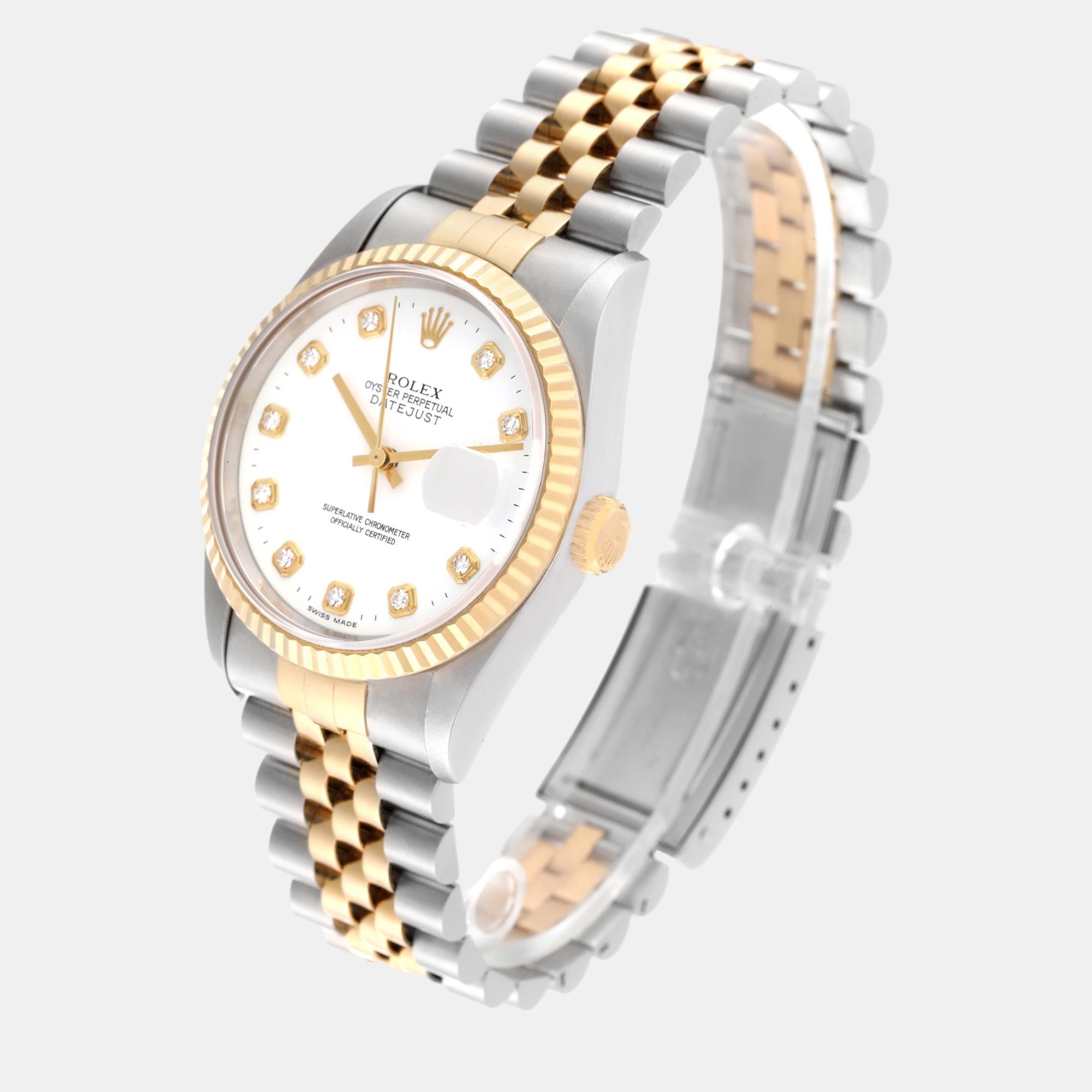 Rolex Datejust Diamond Dial Steel Yellow Gold Men's Watch 36.0 Mm