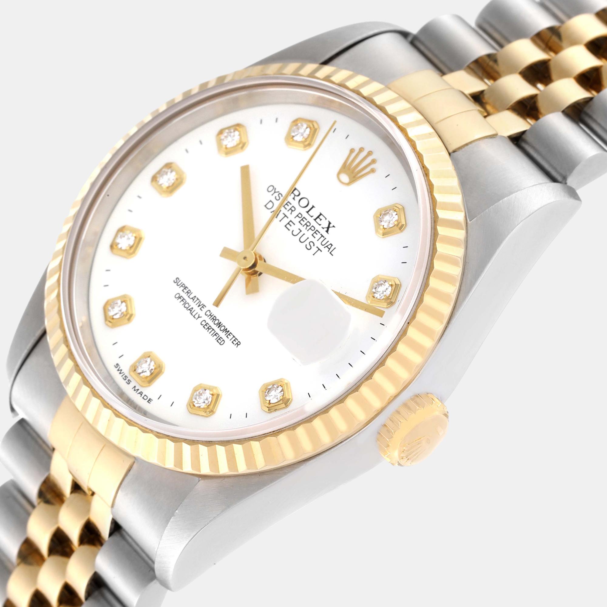 Rolex Datejust Diamond Dial Steel Yellow Gold Men's Watch 36.0 Mm