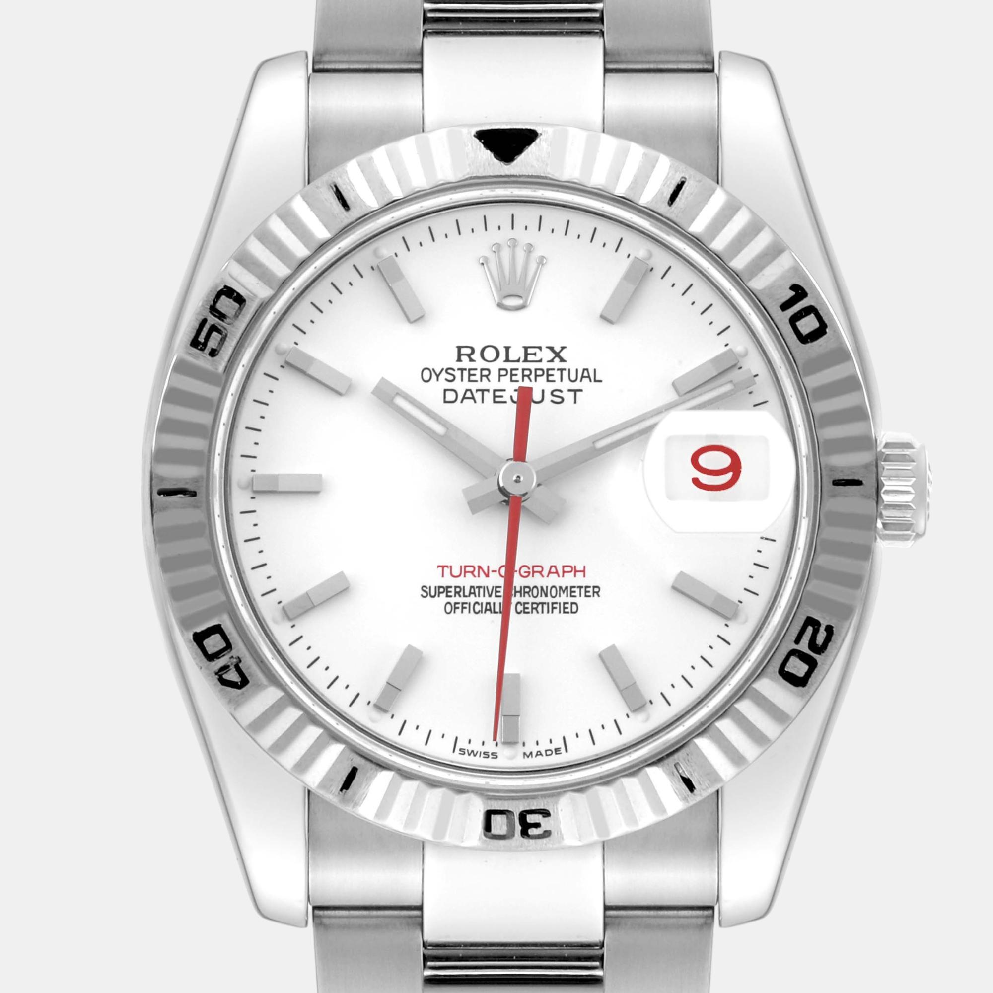 Rolex Turnograph Steel White Gold Bezel Men's Watch 36 Mm