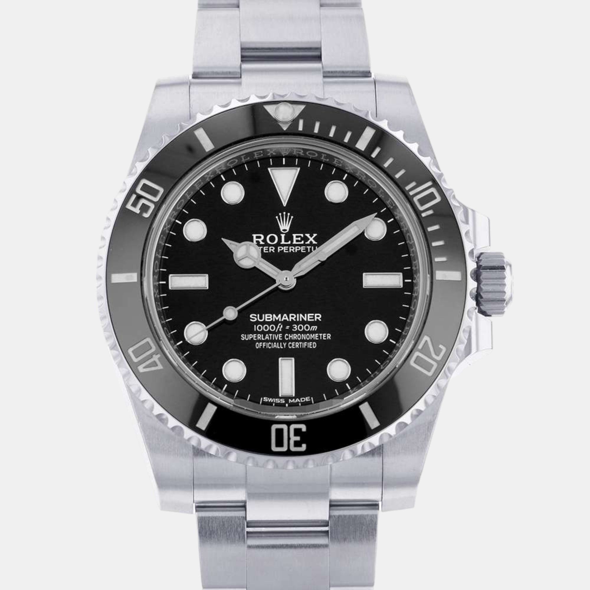 Rolex black stainless steel submariner 114060 automatic men's wristwatch 40 mm