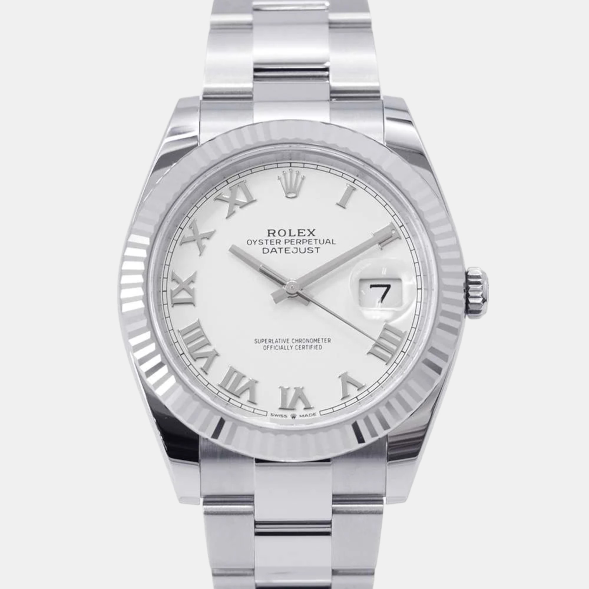 Rolex white 18k white gold stainless steel datejust 126334 automatic men's wristwatch 41 mm